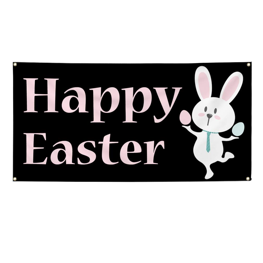 Vinyl Banner Multiple Sizes - Happy Easter Outdoor Advertising Sign | Weatherproof Industrial Yard Sign with 8 Grommets (48x96 Inches) | Perfect for Easter Decorations, Store Promotions & Outdoor Events | Great for Church Events, School Activities, and Retail Store Displays