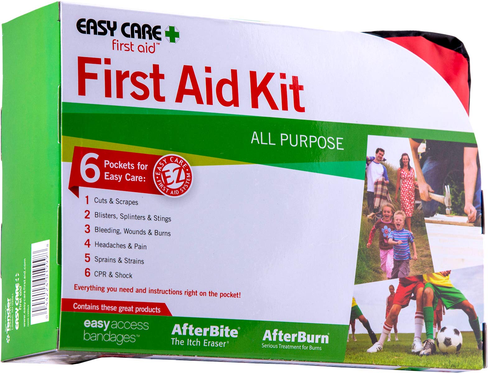 Easy Care All-Purpose First Aid Kit - 120 Pieces Medical Emergency Supplies for Home, Car, Travel & Outdoor Adventures | Compact & Portable for Injuries, Burns & Wounds