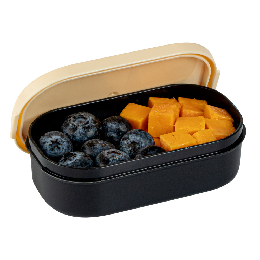 Bento Tek 3 oz Black Buddha Box Snack & Sauce Containers with Beige Lid - 4 Pack (3.75