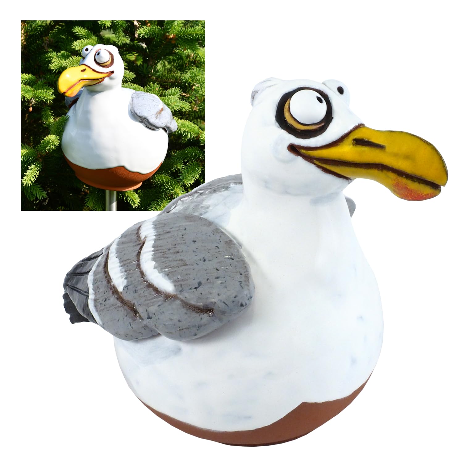 Handmade Frostproof Ceramic Seagull Lawn Stake - Unique Outdoor Garden Statue Decor for Women & Men - Perfect Gift for Gardeners, Yard & Patio Decoration - Ideal for Coastal, Beach & Backyard Themes