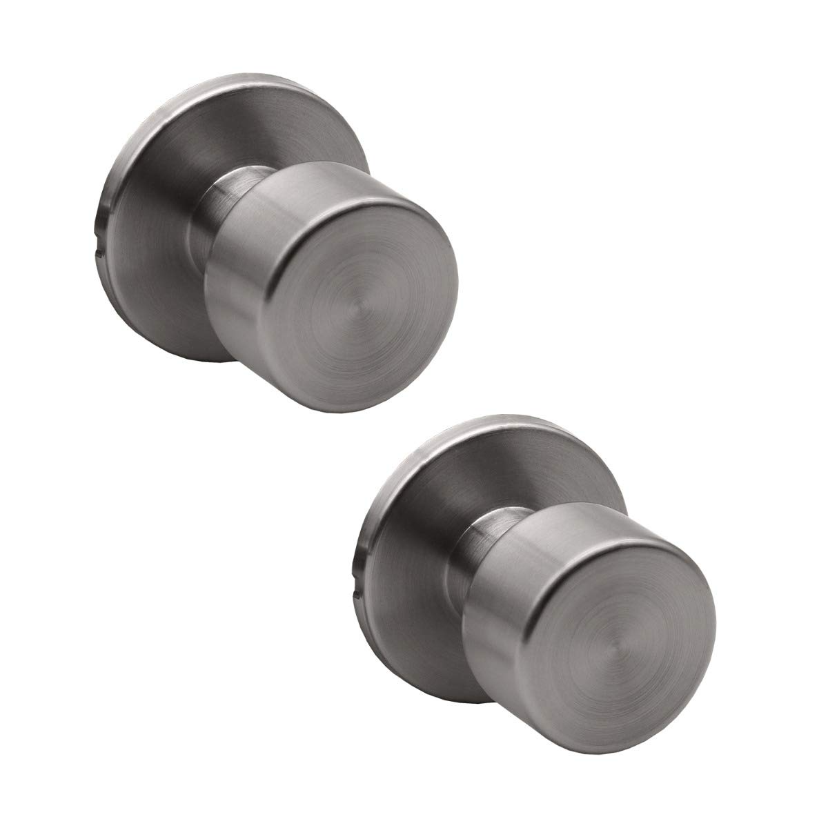 2-Pack Modern Satin Nickel Non-Functional Dummy Door Knobs - Round Rose Design for French Doors & Closets - Perfect for Home Decor and Interior Styling