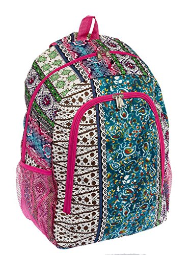 16.5 Inch Bohemian Pink School Backpack - Travel Laptop Bag for Women & Teens, Lightweight Multipurpose Daypack for College, Work, Hiking & Daily Use