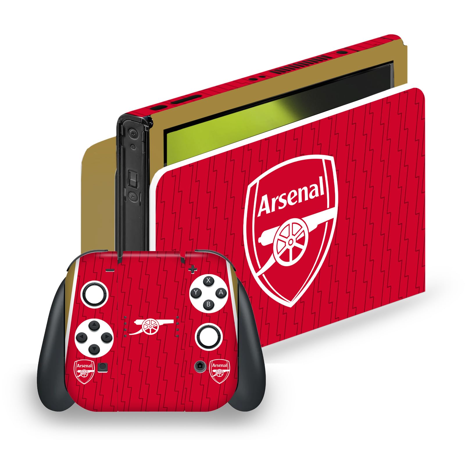 Official Arsenal FC Home Kit 2023/24 Vinyl Decal Sticker Skin Bundle - Compatible with Nintendo Switch OLED - Perfect for Gaming, Travel & Showcasing Team Pride