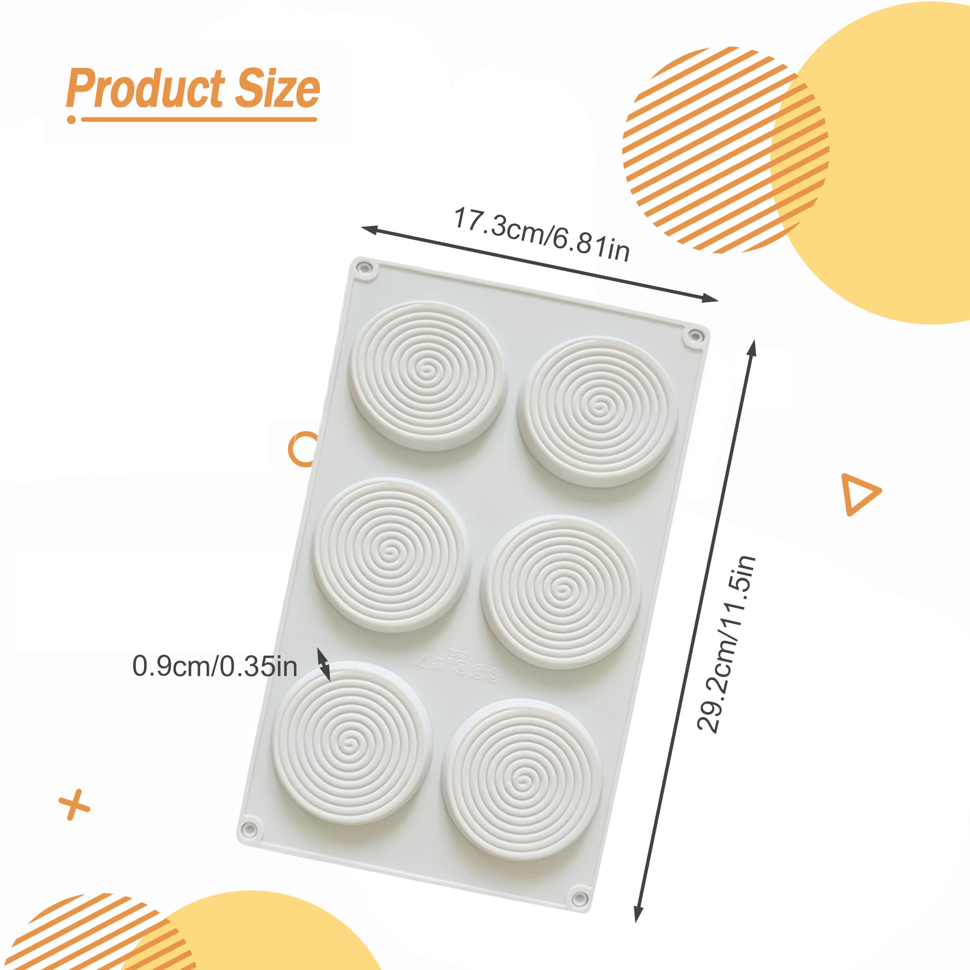 6-Piece 3D Spiral & Flat Silicone Baking Molds Set for Cakes, Muffins, Bread & Fruit - Perfect for Home Baking, Party Desserts & DIY Treats