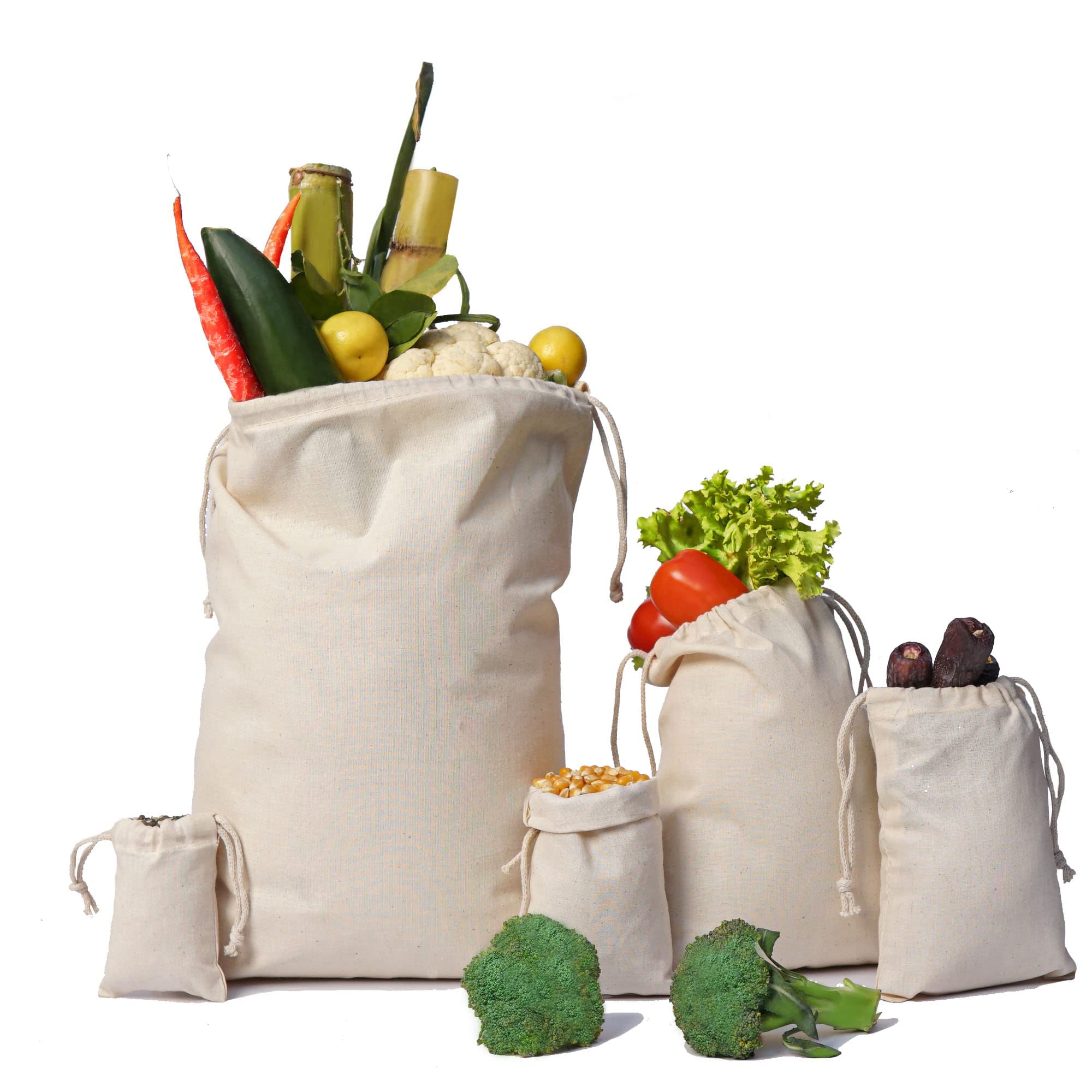 100% Organic Cotton Muslin Bags with Double Drawstring - Premium Reusable Eco-Friendly Natural Fabric (12x20 Inches, Pack of 100) - Perfect for Wedding Favors, Gift Packaging & Bulk Food Storage