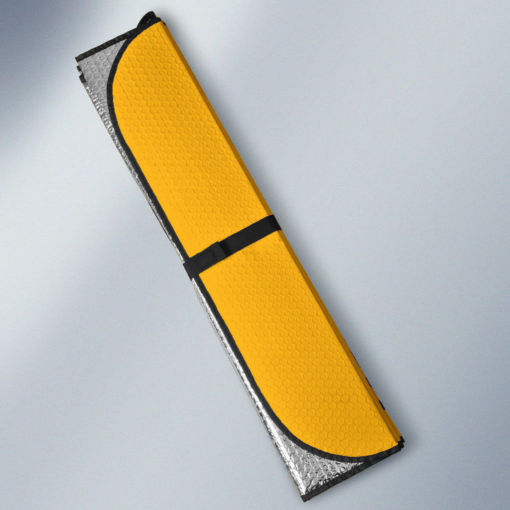 Premium Car Sun Shade with Pizza Pattern & Yellow Background - Style 1 (210102) | UV Protection for Vehicles, Perfect for Road Trips & Summer Parking