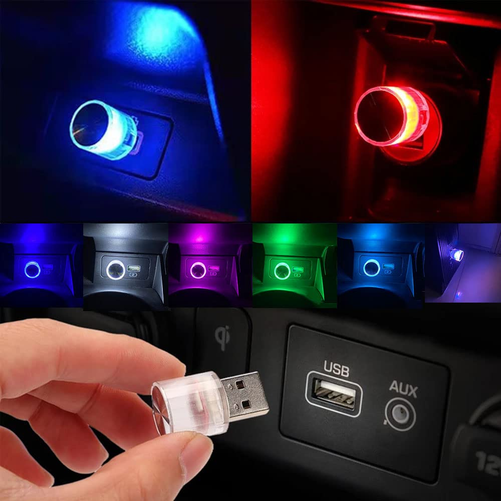 YSY 4Pcs Mini USB LED Lights - 5V Car Interior Ambient Lighting & Smart USB Atmosphere Lamp for Laptop, Keyboard, Home Office Decoration - Ice Blue Night Light (Perfect for Gaming Setups, Bedside Reading & Mood Lighting)