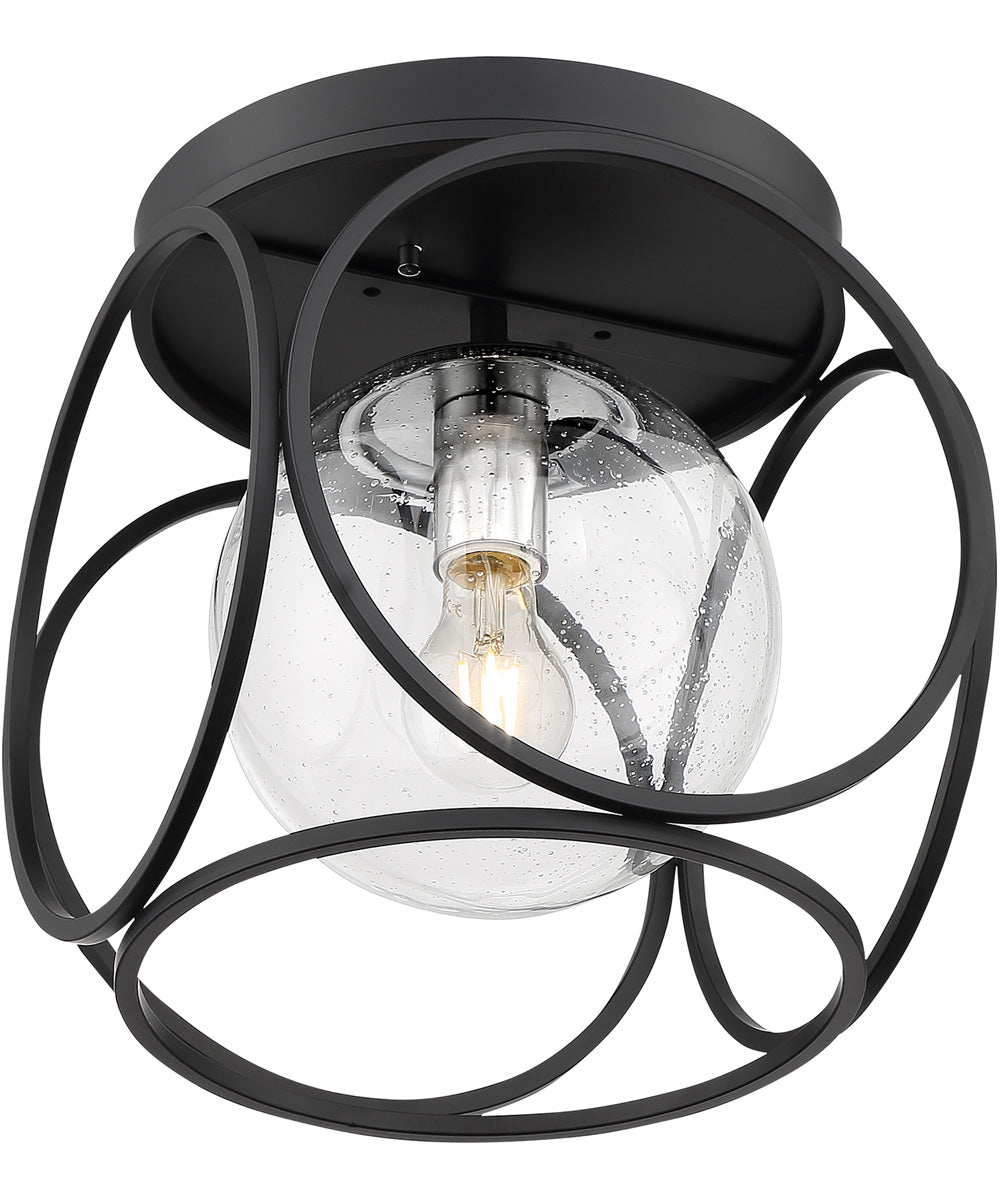 13W Aurora 1 Light Flush Mount Ceiling Light in Black/Polished Nickel - Perfect for Bedroom, Hallway & Kitchen Lighting