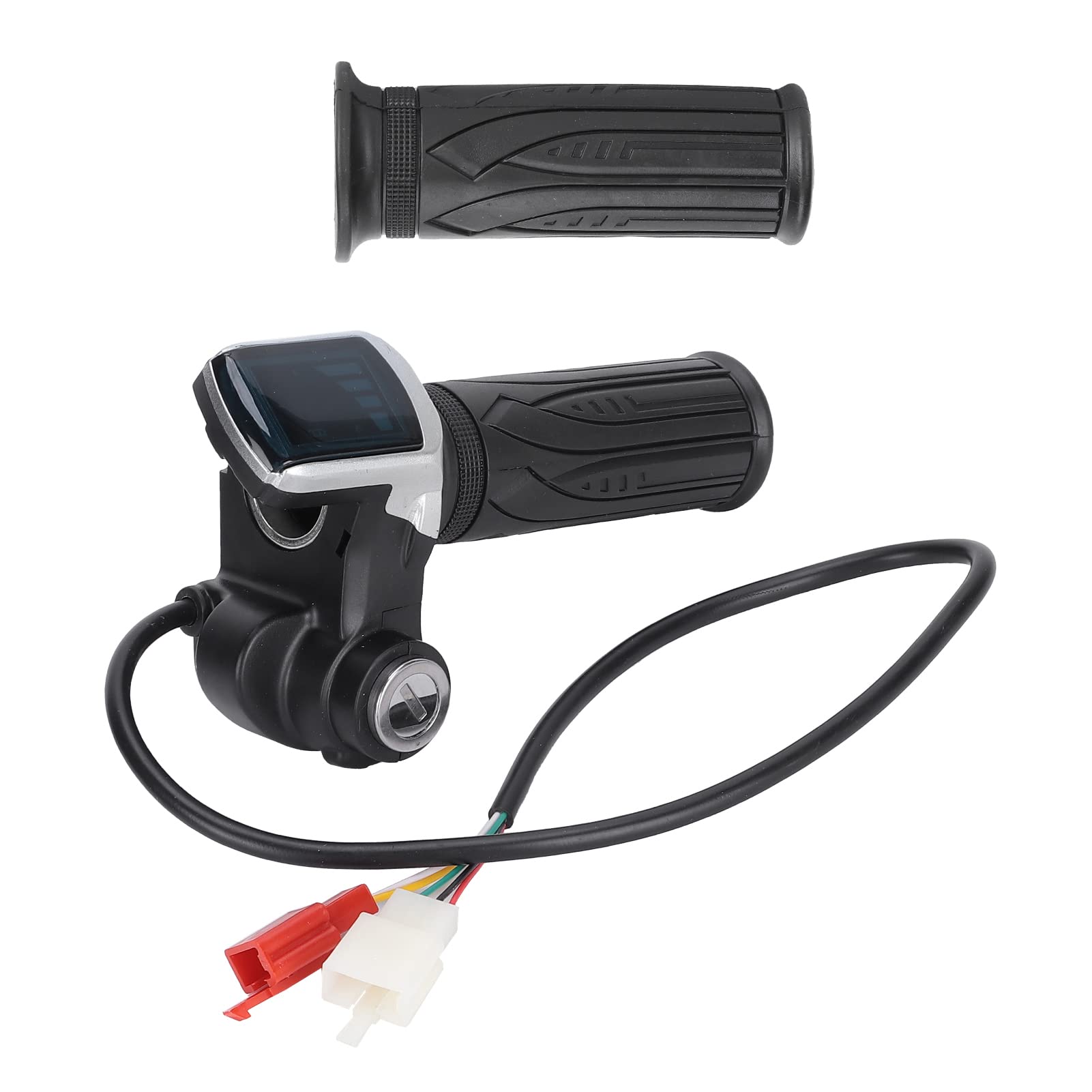 60V Electric Bike Scooter Throttle Grip Set with LED Digital Meter & Power Switch - Replacement Hand Throttle for E-Bike Handlebar - Perfect for Commuting, Off-Road & Urban Riding