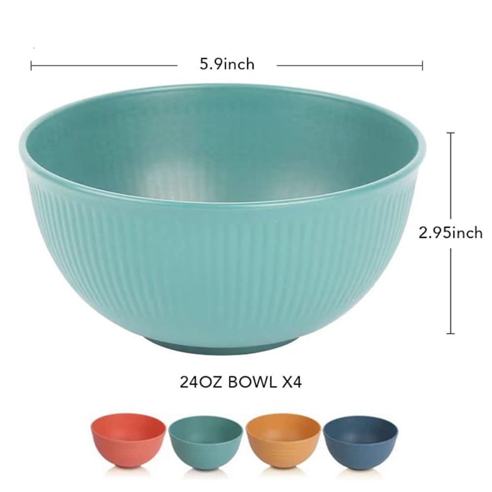 Unbreakable 24oz Plastic Cereal Bowls - Microwave & Dishwasher Safe for Soup, Salad, Snacks