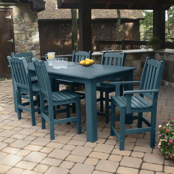 Lehigh 7-Piece Rectangular Counter Height Outdoor Dining Set - Patio, Garden, Backyard Furniture for Dining & Entertaining
