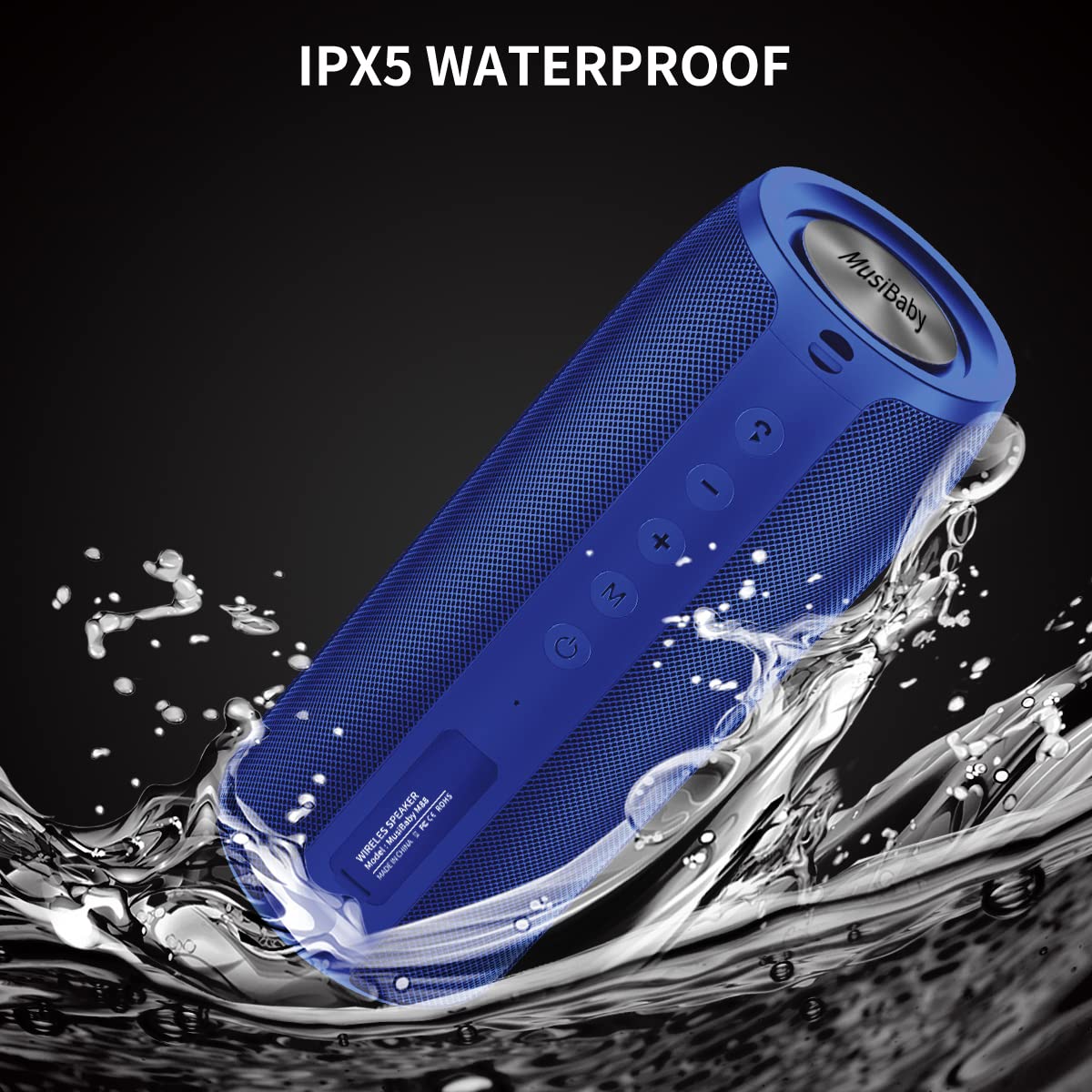 MusiBaby M88 Bluetooth Speaker with Dual Pairing, Bluetooth 5.3, Loud Stereo Sound, Booming Bass, 30H Playtime - Perfect for Home, Outdoor Party, Beach, Camping, and Travel (Blue)
