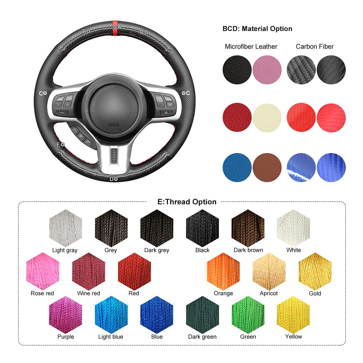 Premium Carbon Fiber & Microfiber Leather Steering Wheel Cover for Mitsubishi Lancer Evolution X (2008-2015) - Non-Slip Grip, Easy Installation - Perfect for Racing, Daily Driving & Car Interior Upgrade