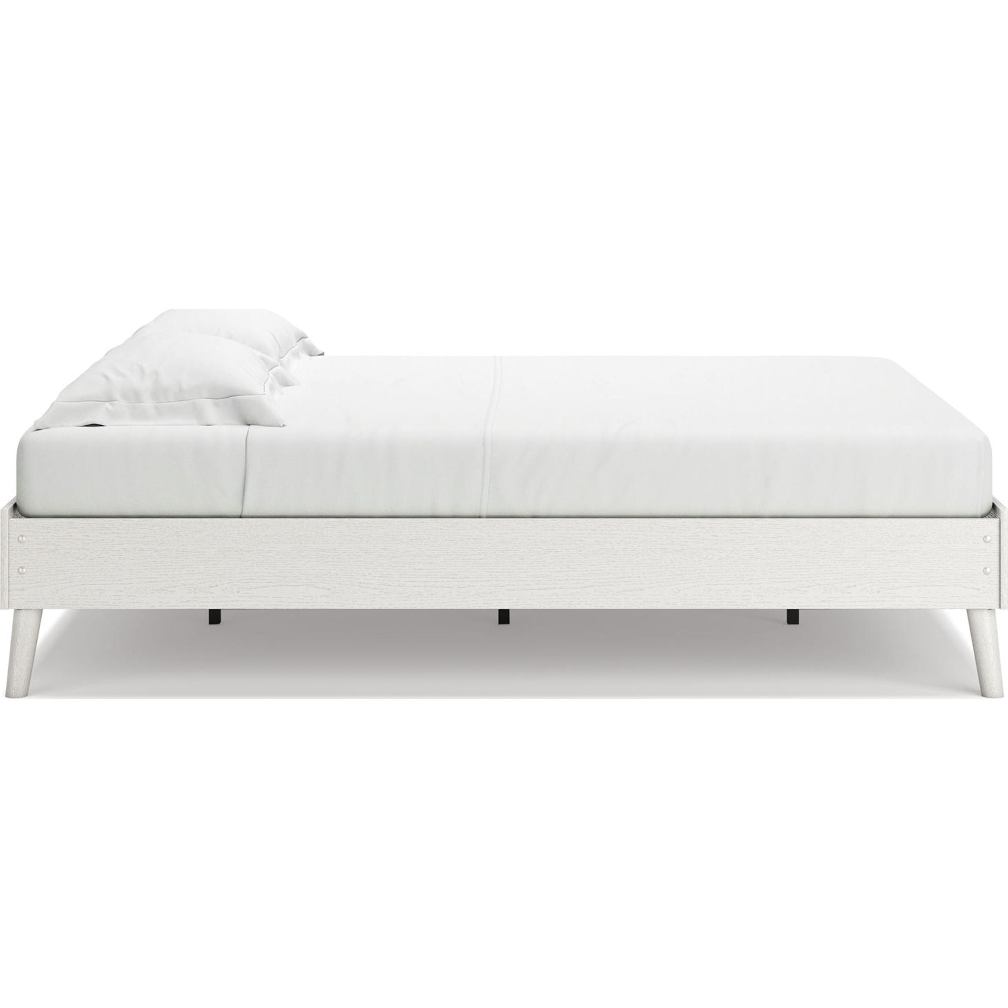 Aprilyn Queen Platform Bed Frame - White Wooden Modern Minimalist Bed with Sturdy Slats - Perfect for Bedroom, Guest Room & Small Spaces