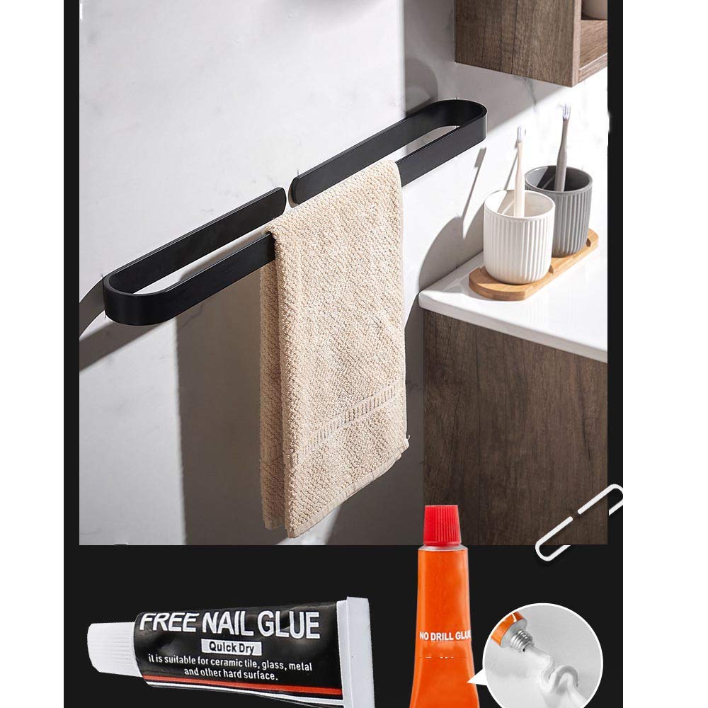 Modern Aluminum Towel Bar - 40cm Wall Mounted Towel Holder for Bathroom, Kitchen & Hotel - Space Saving Black Bath Accessory - Perfect for Small Spaces & Luxury Bathrooms