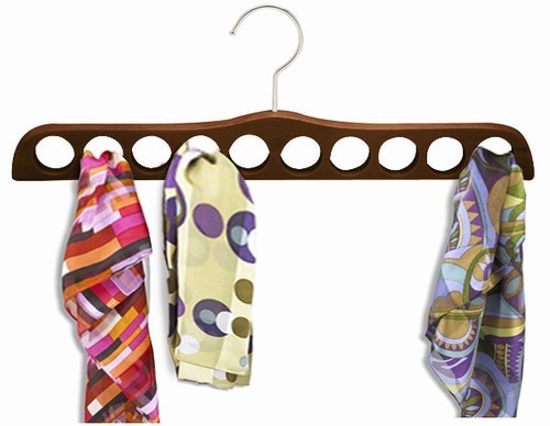 Premium Wooden Scarf Hanger - Walnut & Chrome Finish | Stylish Scarf Organizer for Closet, Wardrobe & Travel Accessories Storage