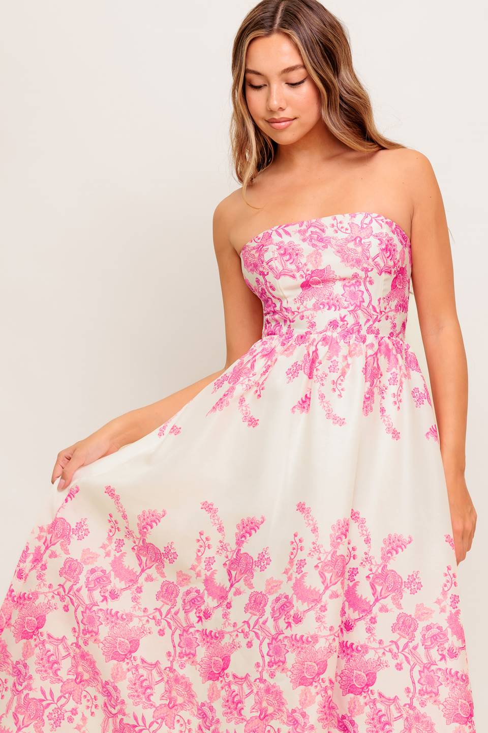Elegant Pink Floral Cocktail Dress for Women - Perfect for Parties, Weddings & Special Occasions