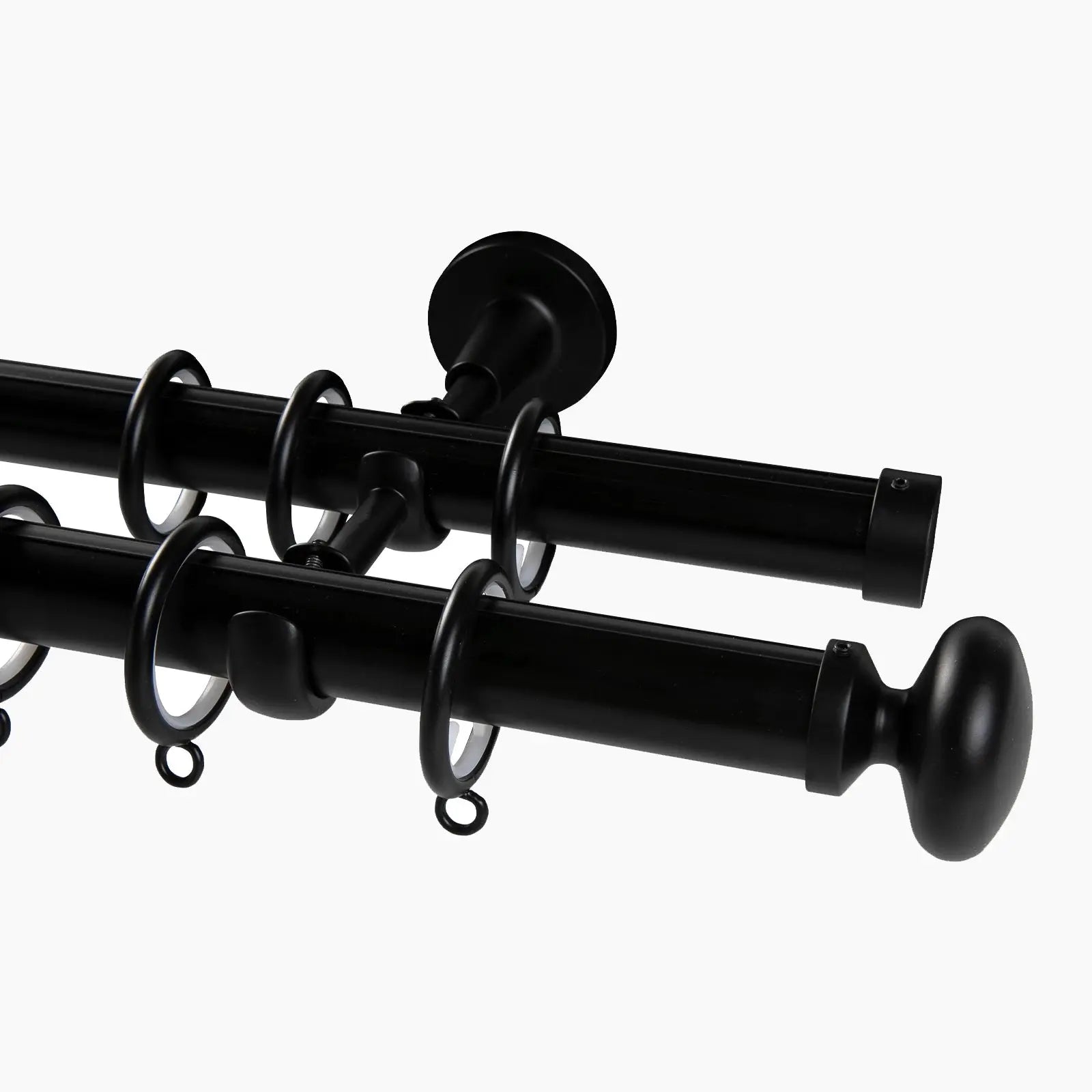 Kelvin Double Window Curtain Rod - Adjustable Tension Rod for Windows, Black Metal Curtain Rod for Home Decor - Perfect for Living Room, Bedroom & Kitchen Windows