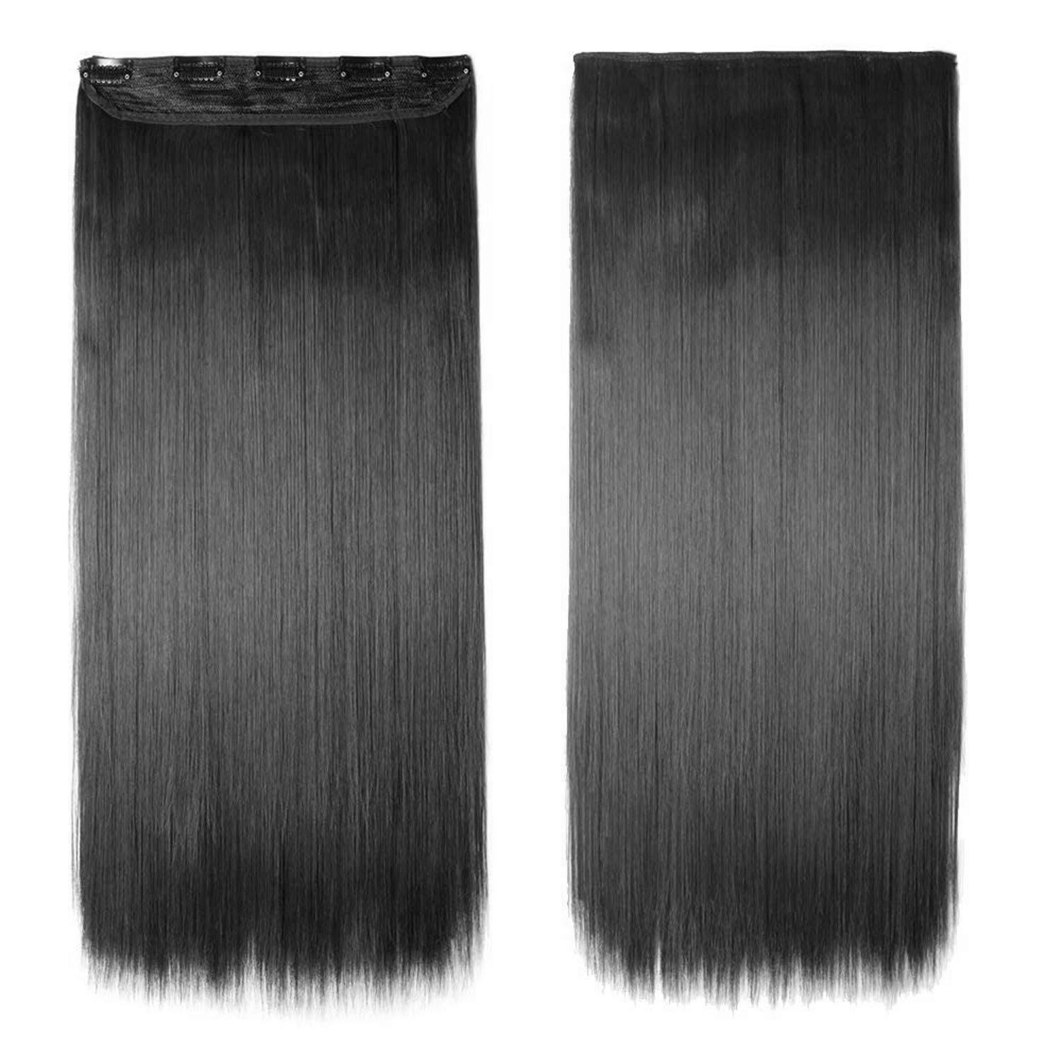 Pema Long Straight Synthetic Hair Extensions & Wigs for Women - Smooth Silky Black Hair Extensions for Daily Wear, Cosplay & Special Occasions