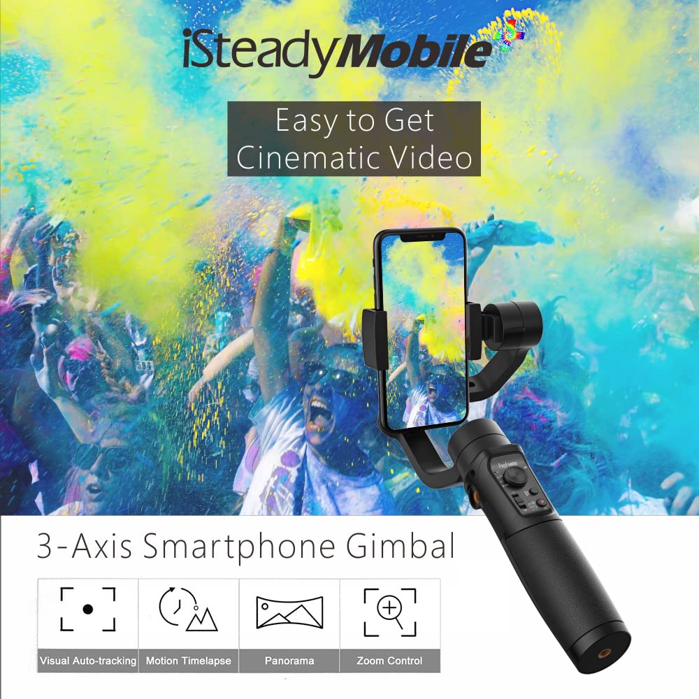 Hohem iSteady Mobile+ 3-Axis Gimbal Stabilizer for iPhone 13/12/11/X/8 - Auto Tracking, Motion Time Lapse, Panoramic Photography, 280g Payload - Perfect for Vlogging, Travel Videos & Social Media Content Creation