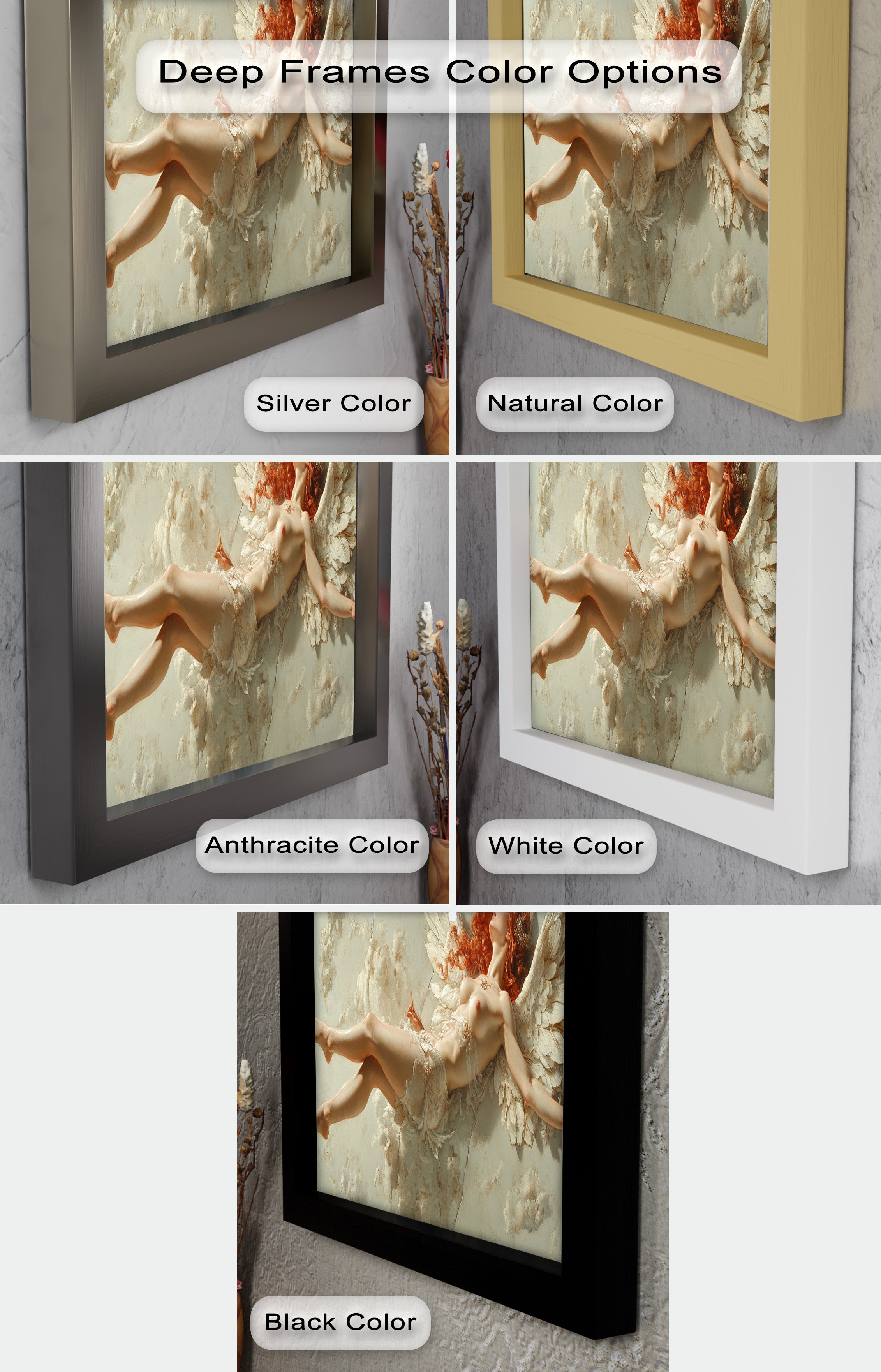 Ascension of the Flame - Mythological Angel Oil Painting Wall Art for Home Decor, Living Room, Bedroom & Office