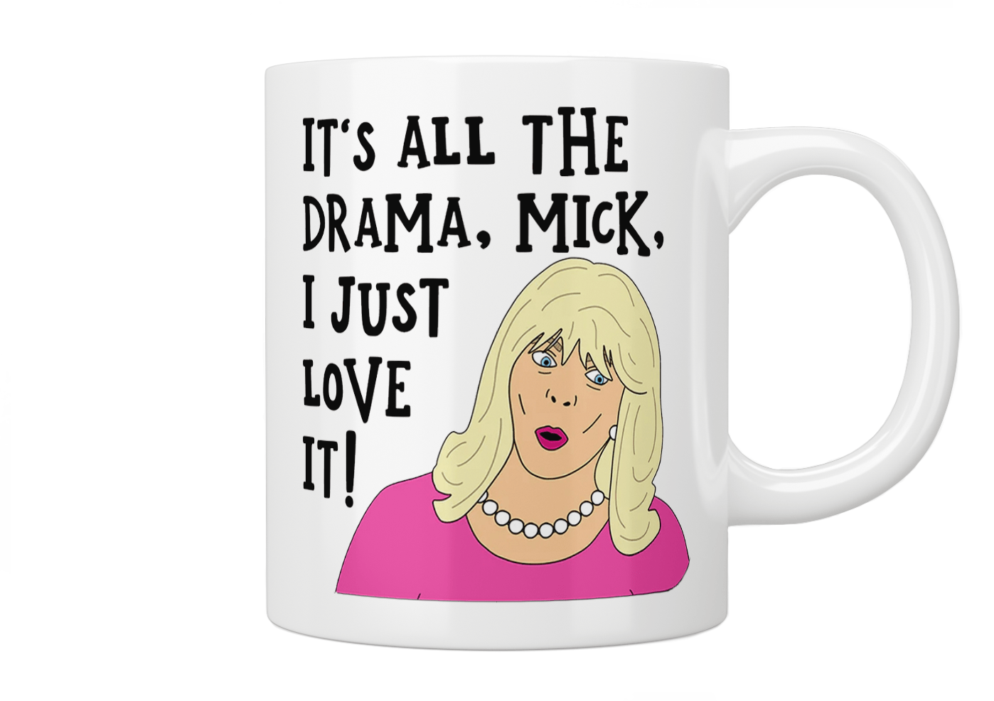 Gavin and Stacey 'It's Just All The Drama, Mick, I Just Love It!' Pam Mug - Funny British TV Show Quote Coffee Cup - Perfect for Tea & Coffee Lovers, Office Use, and Gift for Fans