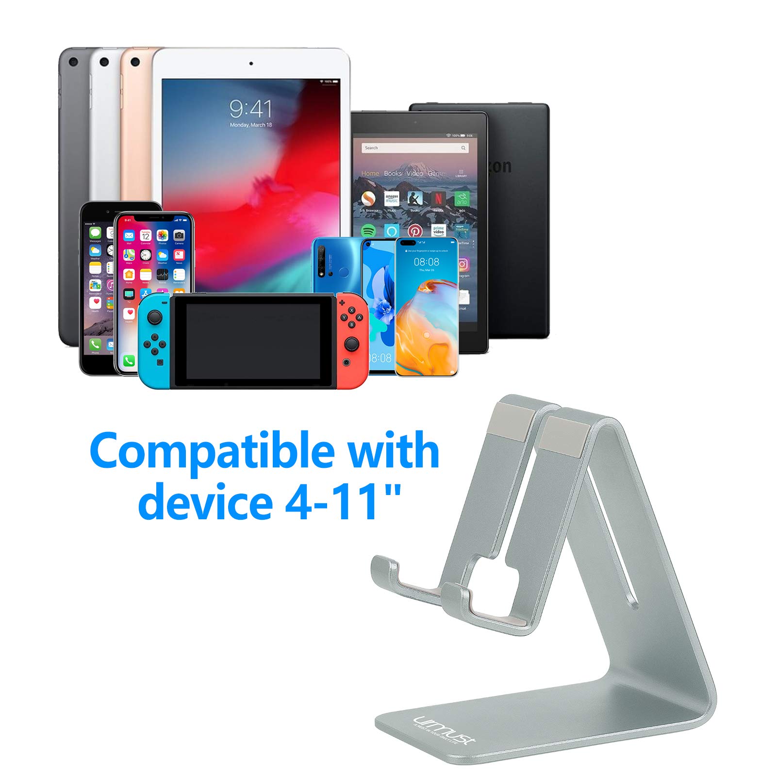 Urmust Phone Stand for iPhone 15 14 13 12 & Tablets - Desk Holder for Work & Video Calls