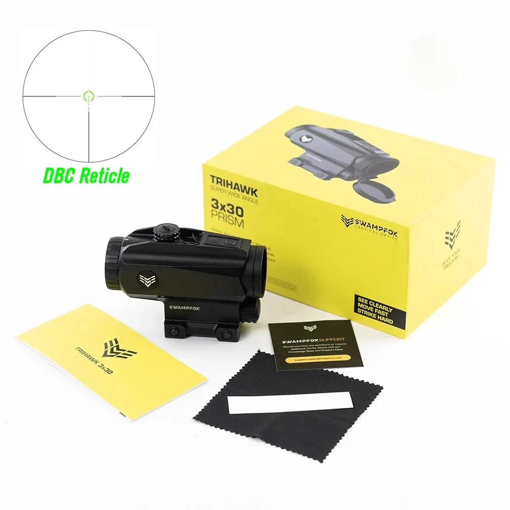 Swampfox Trihawk 3x30mm Prism Scope with Red Dot Sight - BDC/MOA Reticle for Airsoft, Hunting & Tactical Shooting | Compact & Durable Optical Sight for Outdoor Adventures
