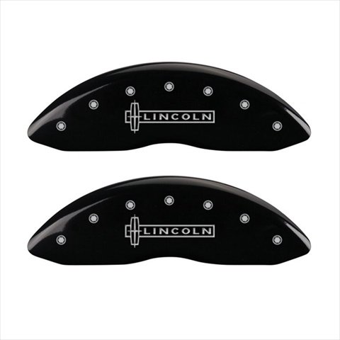 **MGP Caliper Covers 36013SLCNBK - Black Lincoln Brake Caliper Covers Set of 4 (Front & Rear Engraved) - Upgrade Your Car's Style & Protection for Street or Show**