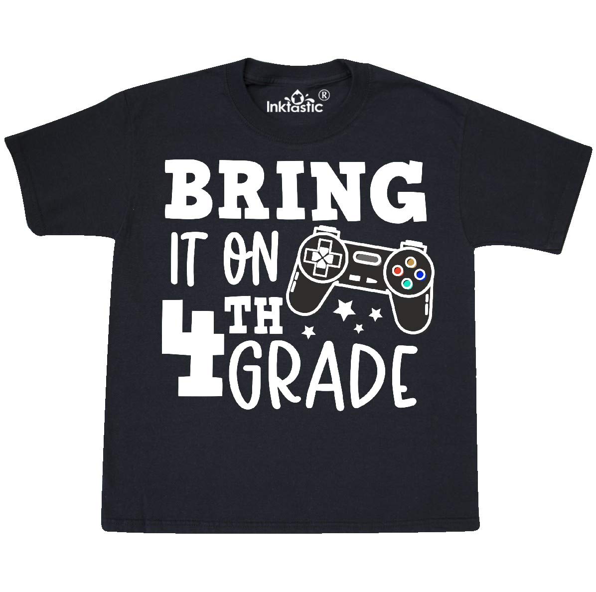 Inktastic Bring It on 4th Grade Video Game Controller Youth T-Shirt - Fun Graphic Tee for Kids, Gamers & School Spirit - Perfect for Gaming Parties, Back to School & Casual Wear