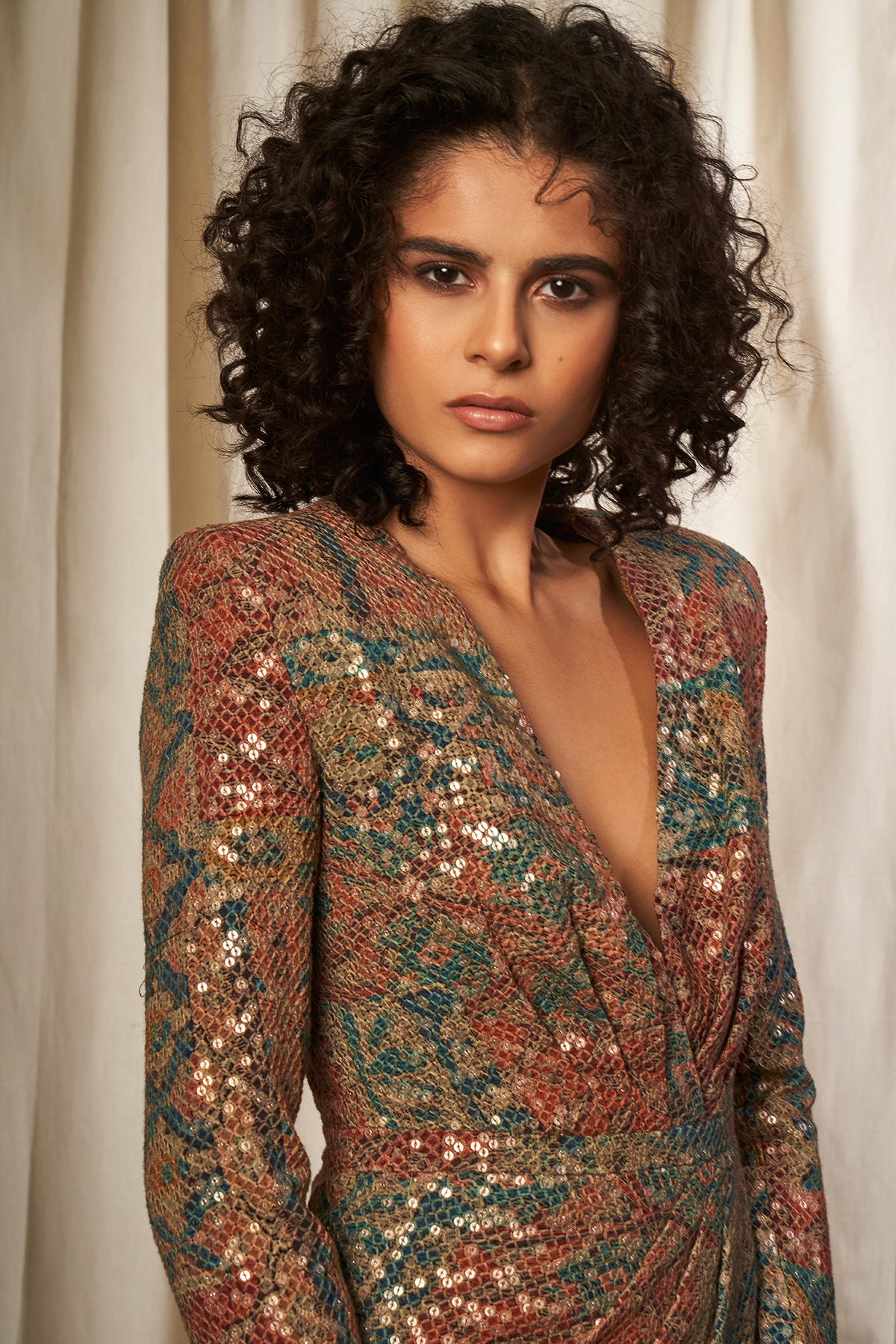 Sparkly Sequined Short Dress for Women - Elegant Carpet Print Party Dress for Night Out, Club Wear, and Special Occasions