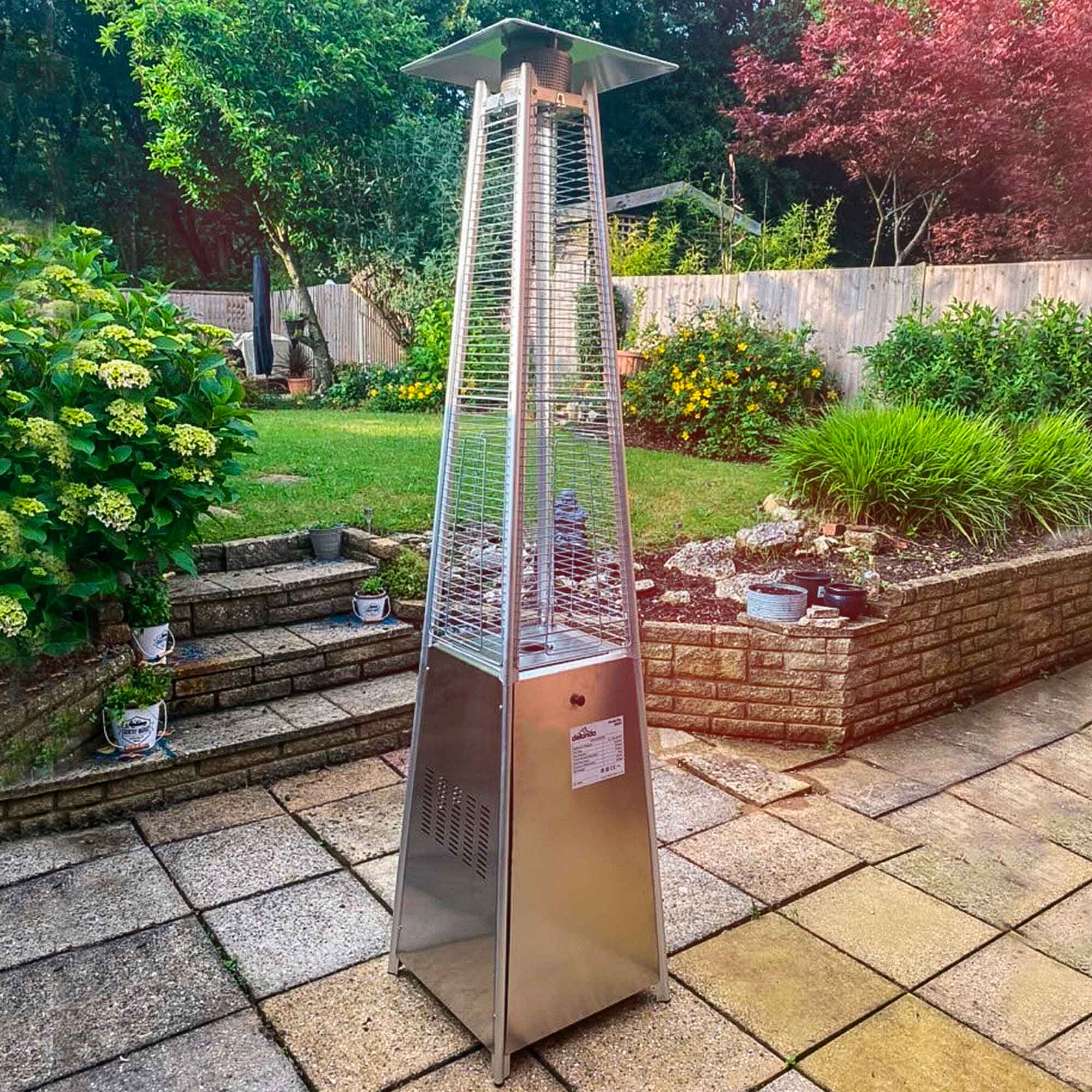 Pyramid Gas Patio Heater 13kW - Commercial & Residential Outdoor Heater with Weatherproof Cover, Stainless Steel DG225 - Perfect for Restaurants, Backyards, and Patio Parties