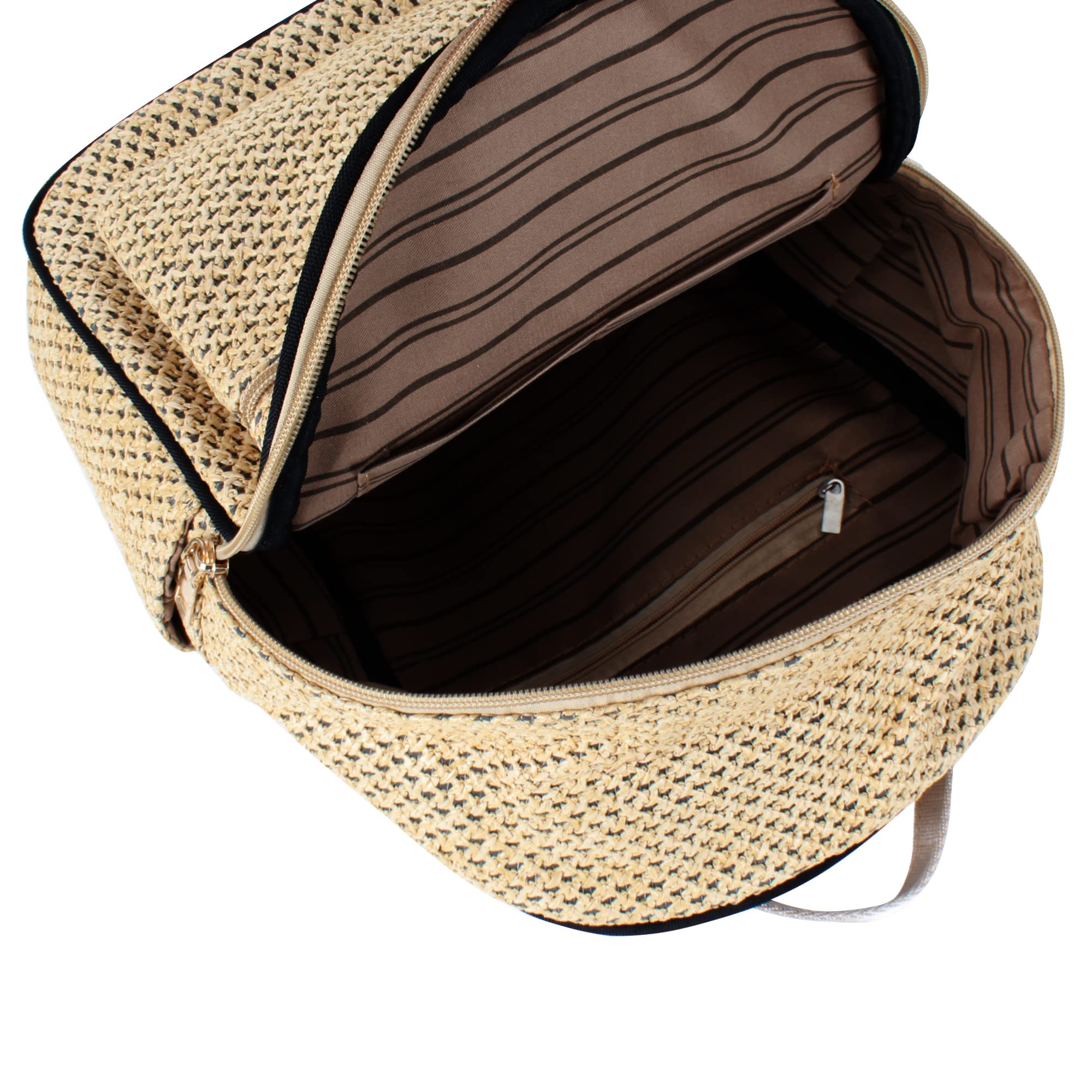 ZLM Handwoven Straw Backpack - Women's Bohemian Beach Bag for Travel & Shopping