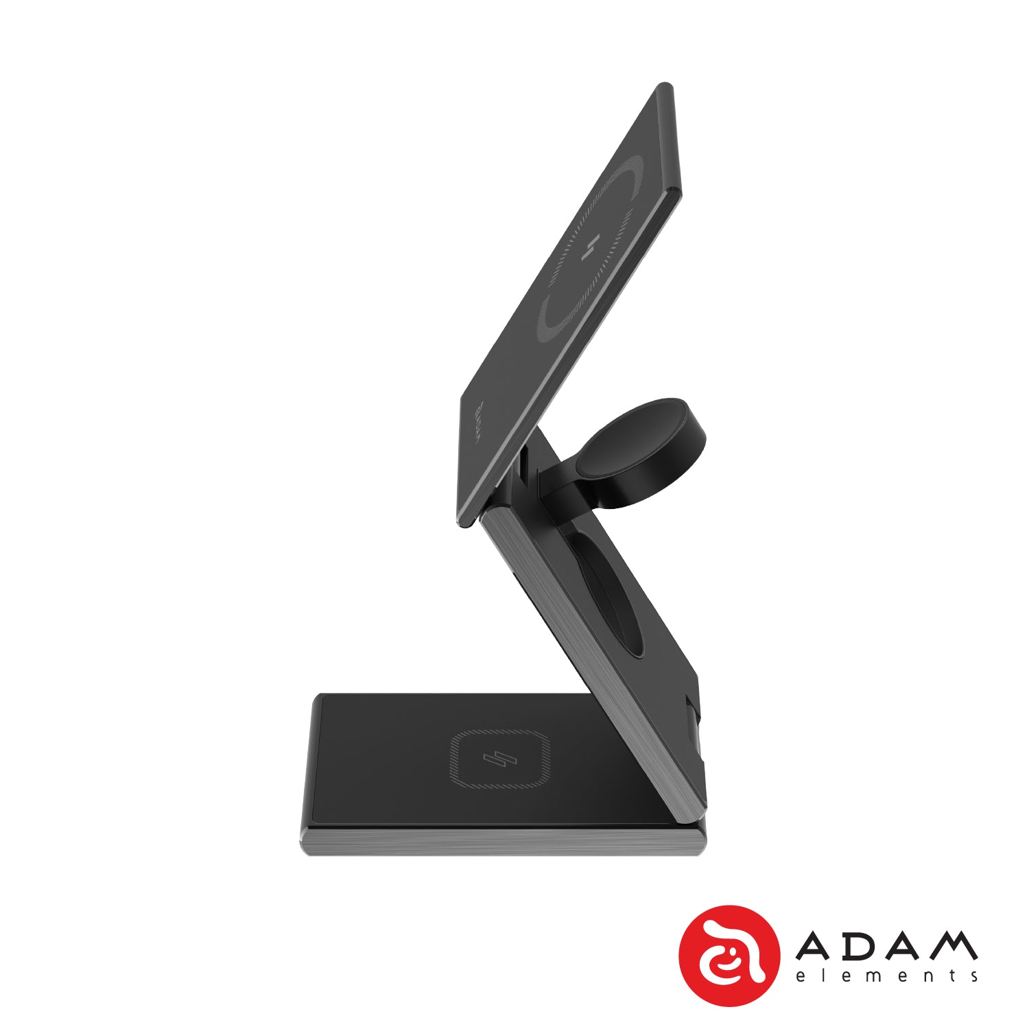 ADAM elements Mag Z Foldable 3-in-1 Magnetic Wireless Charging Stand - Perfect for Travel, Home & Office Use with iPhone, AirPods & Apple Watch