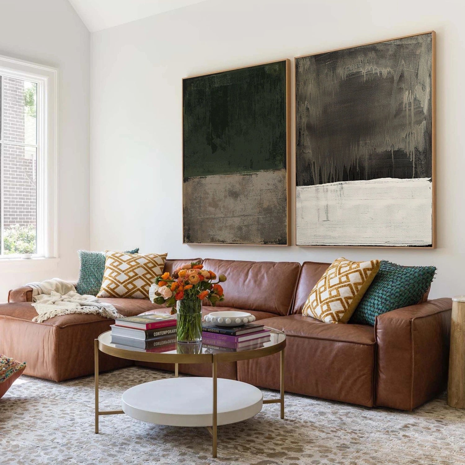 Abstract Tranquility Wall Art Set of 2 - Modern Minimalist Canvas Paintings for Living Room, Bedroom & Office Decor #WS255