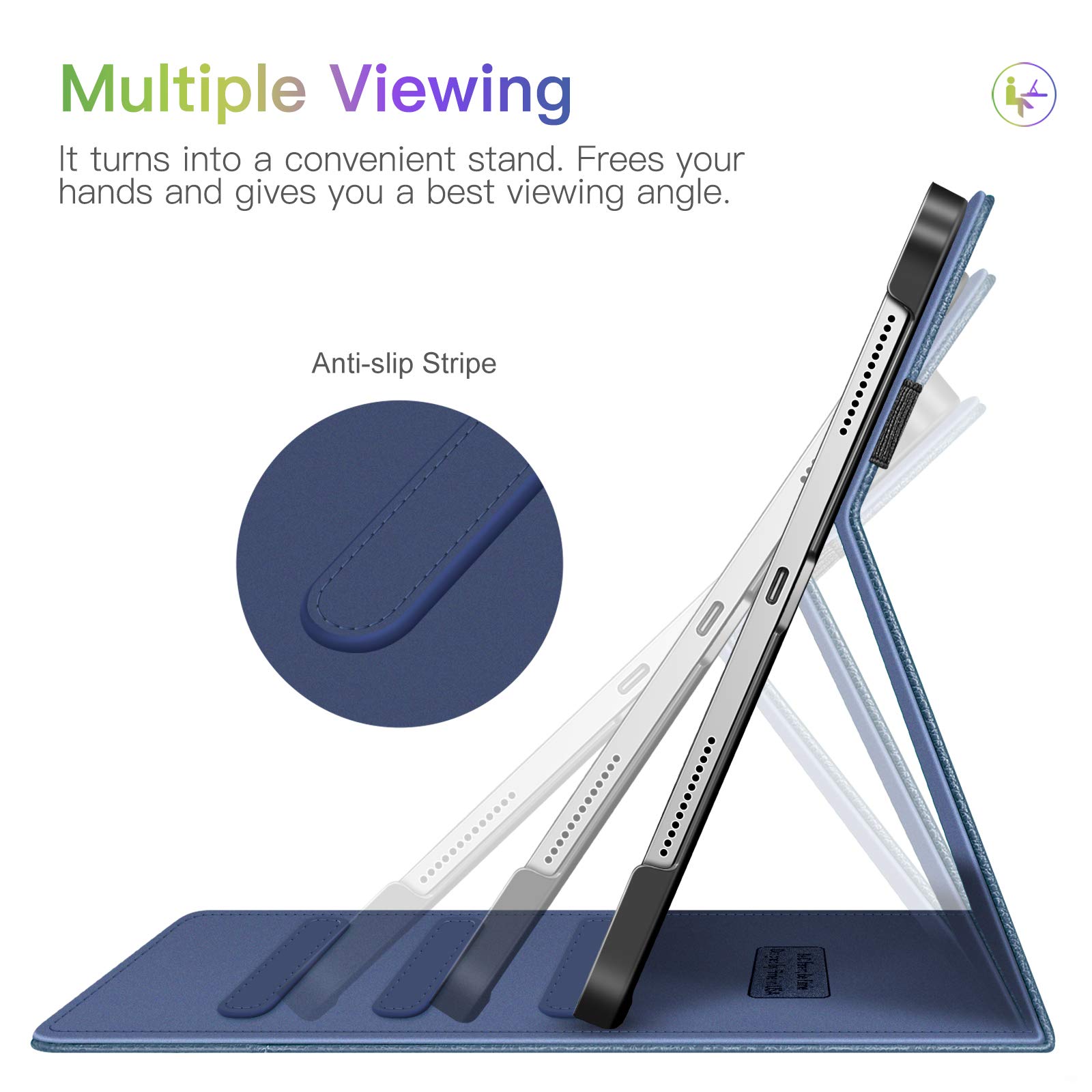 FINTIE iPad Air 11 Inch Case (2025/2024 M3/M2, 5th/4th Gen 2022/2020) - Multi-Angle Stand Folio Cover with Apple Pencil Holder & Storage Pocket - Navy Blue - Perfect for Work, School & Travel Protection