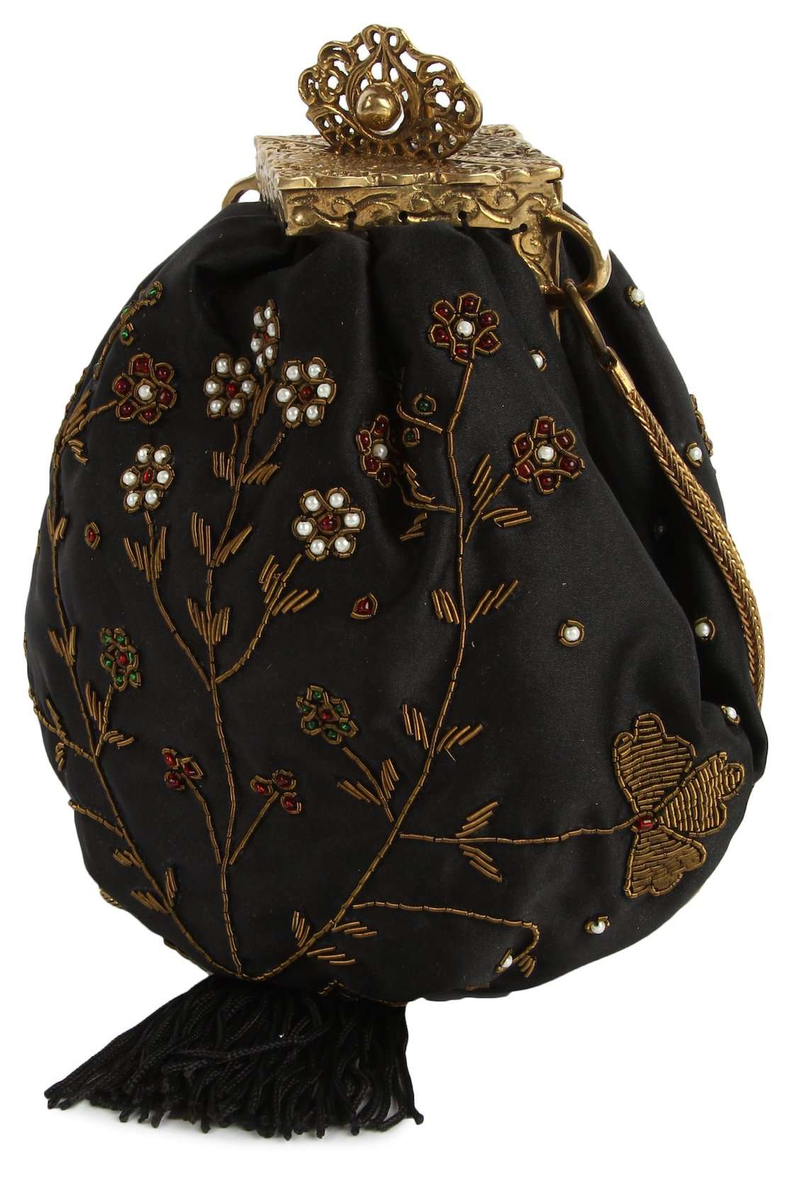 Ashley Black Leather Pouch Crossbody Bag with Brass Frame - Stylish & Durable for Women, Perfect for Work, Travel & Evening Out