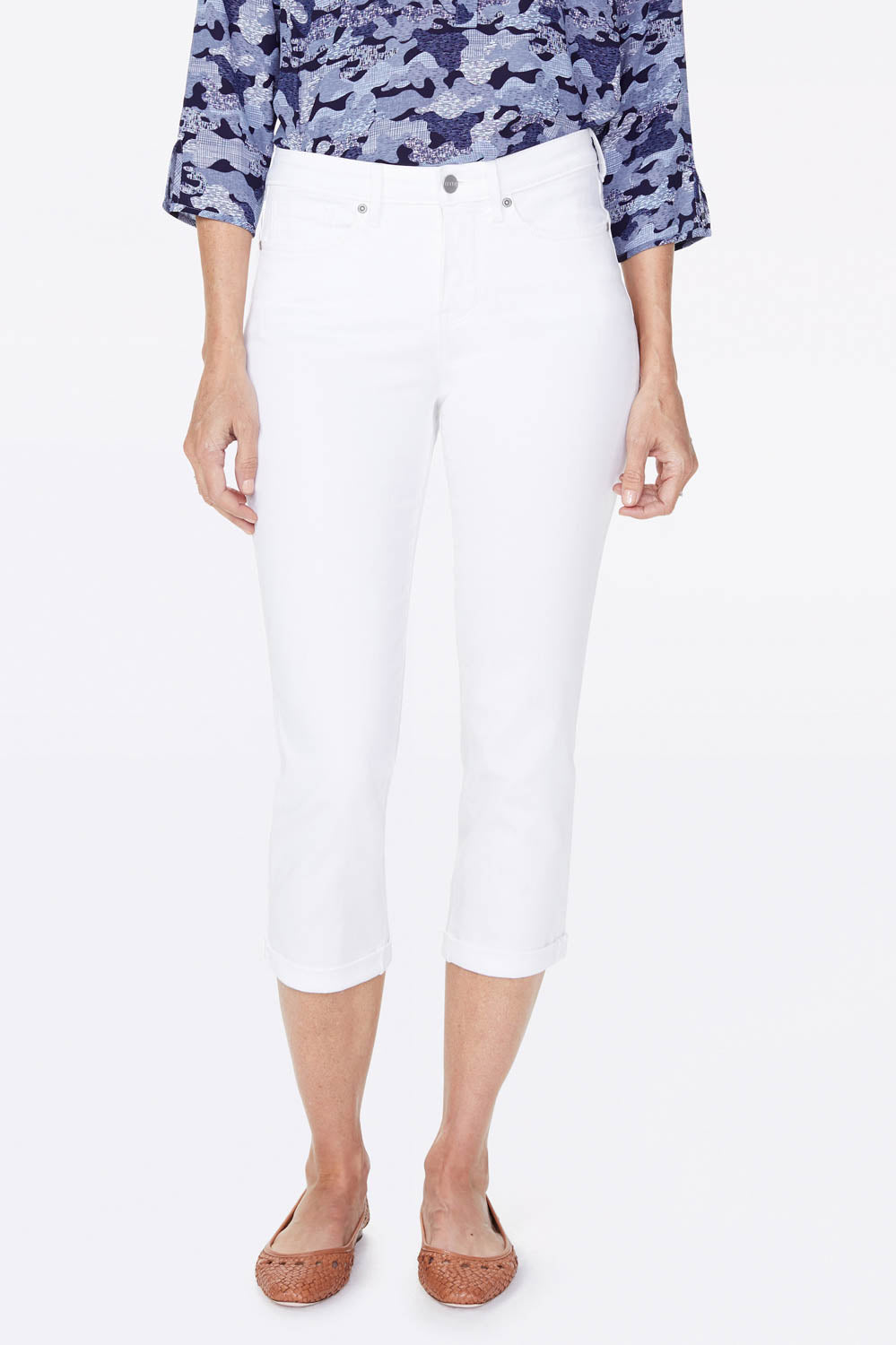 Chloe Skinny Capri Jeans for Women - Petite Fit in Optic White | Stretch Denim Pants for Casual Wear & Summer Outfits
