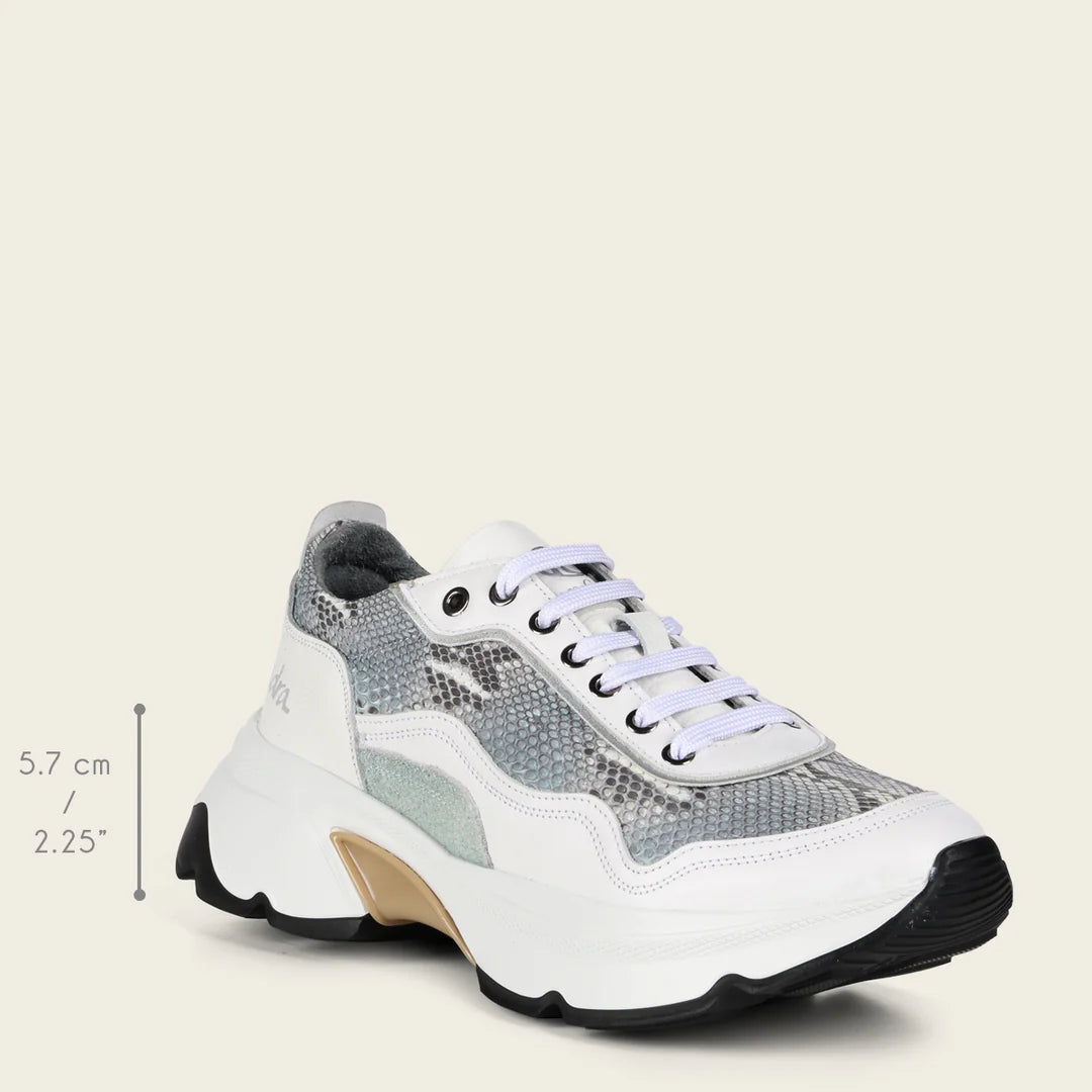 Women's White Python Sneakers A09PBPN - Stylish & Comfortable Fashion Shoes for Casual Wear, Work & Outdoor Activities