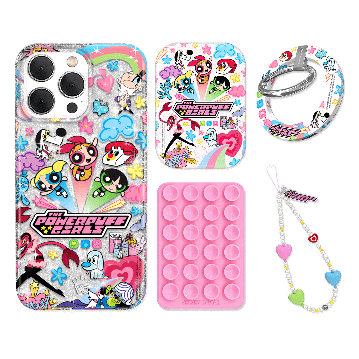 The Powerpuff Girls Girl Power iPhone Case Bundle Set with Grip - Cute Cartoon Character Phone Cover for Girls & Women - Perfect for School, Work, Travel & Everyday Use