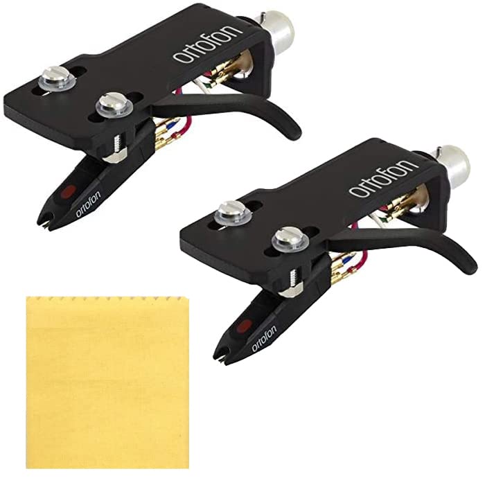 Ortofon OM Pro S DJ Cartridge with SH-4 Headshell - 2 Pack Bundle with Liquid Audio Polishing Cloth - Perfect for DJs & Turntable Enthusiasts - Professional Vinyl Setup for Clubs & Home Studios