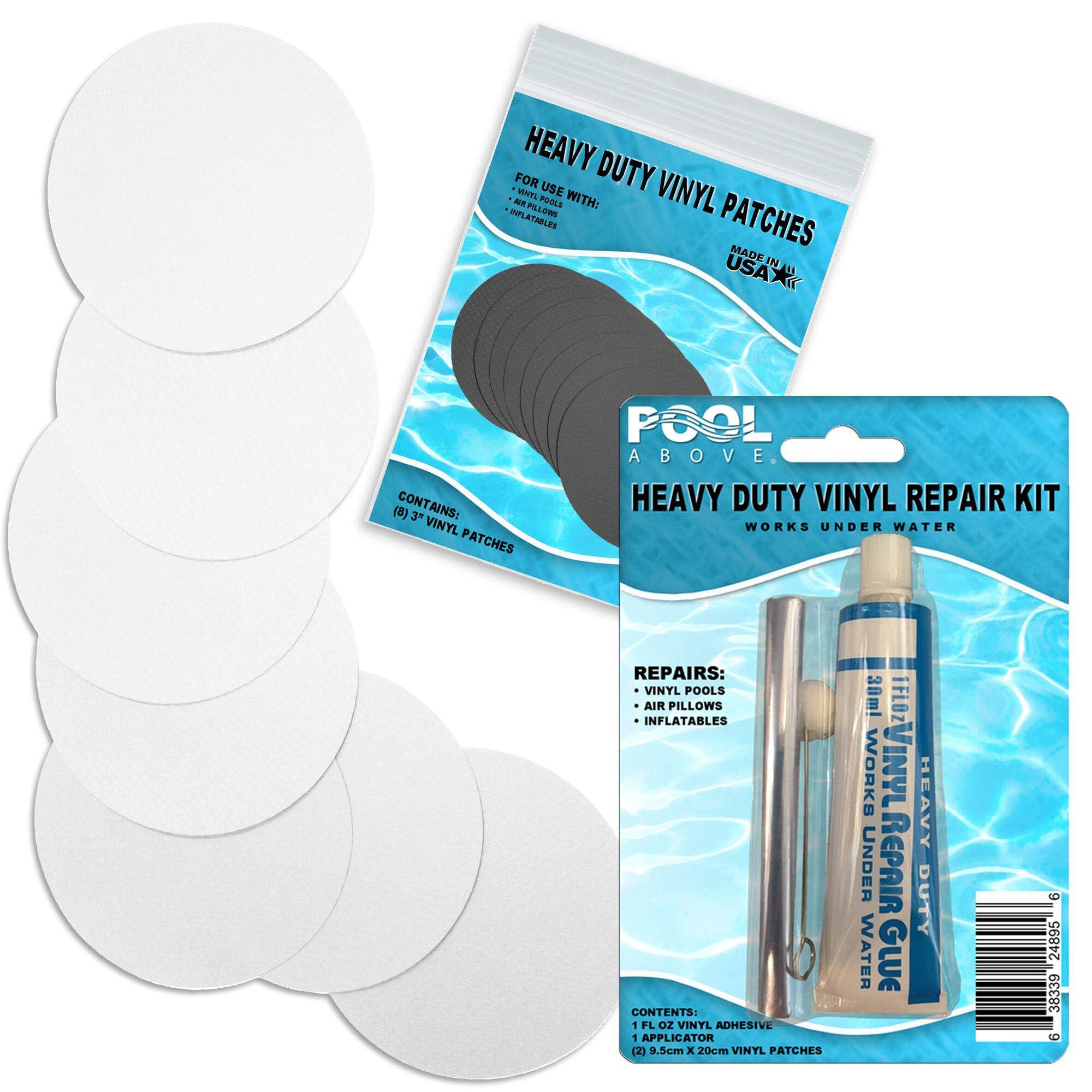 Heavy Duty Vinyl Repair Patch Kit - Waterproof Adhesive for Above Ground Pool Liners, Inflatables, Boats, Rafts, Kayaks & Air Mattresses | Quick Fix for Leaks & Tears | Perfect for Camping, Swimming Pools & Water Sports