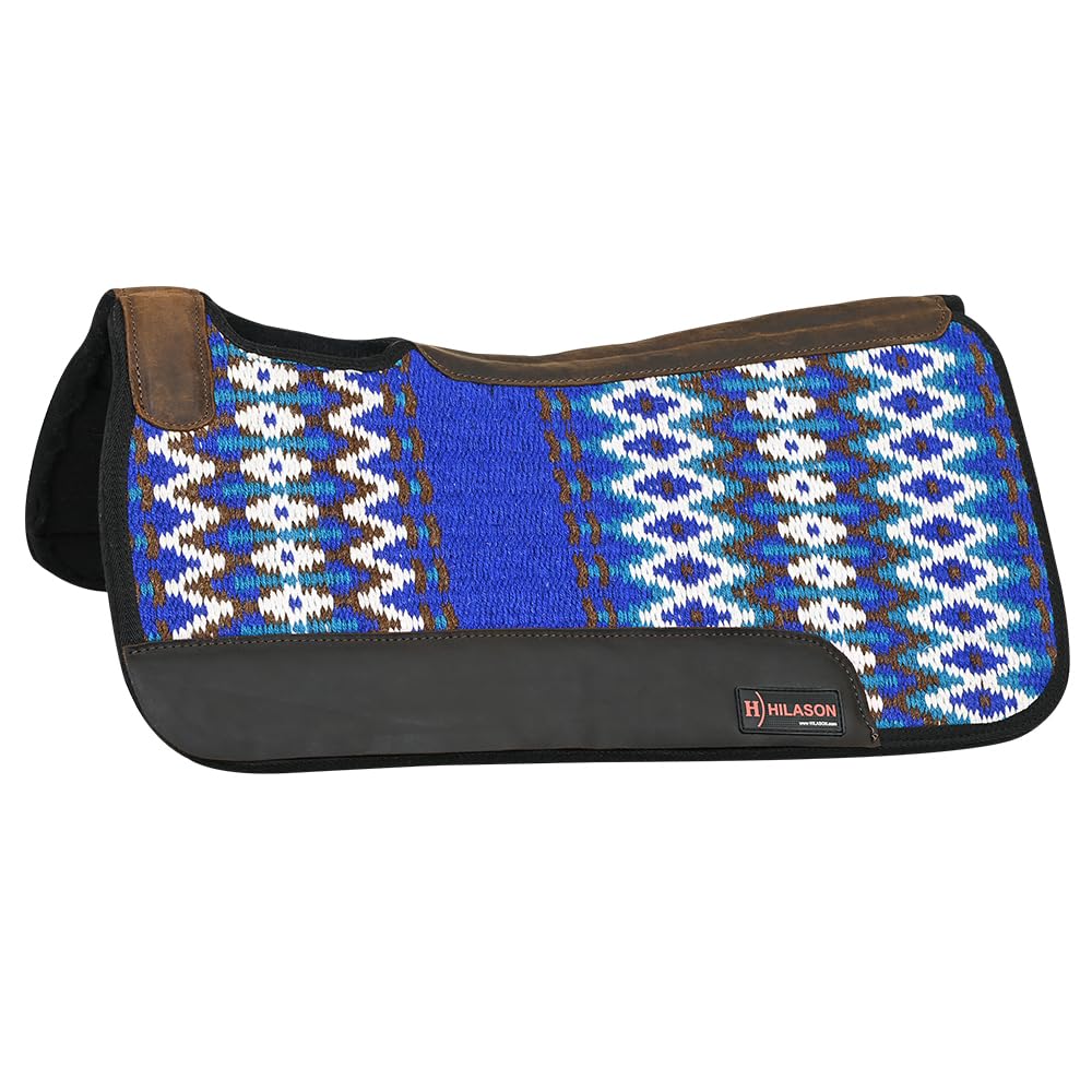 HILASON 34x36 Inch Western Horse Saddle Pad - Wool Felt Blanket for Comfort & Protection | Durable Riding Pad for Trail, Show & Training | Royal Blue Equestrian Gear