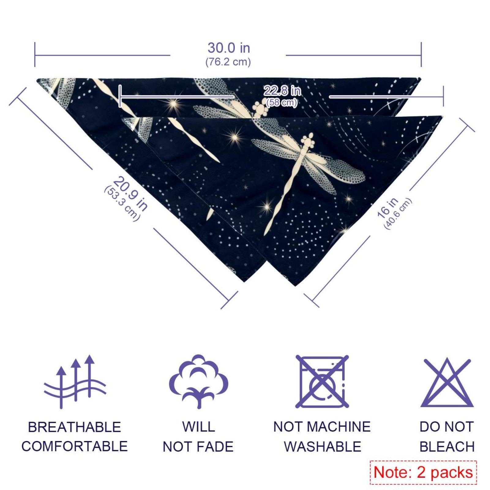 2-Piece Abstract Dragonfly Dog Bandanas - Pet Scarf & Square Bibs for Wedding Photo Props & Daily Use | Stylish Pet Accessories for Dogs