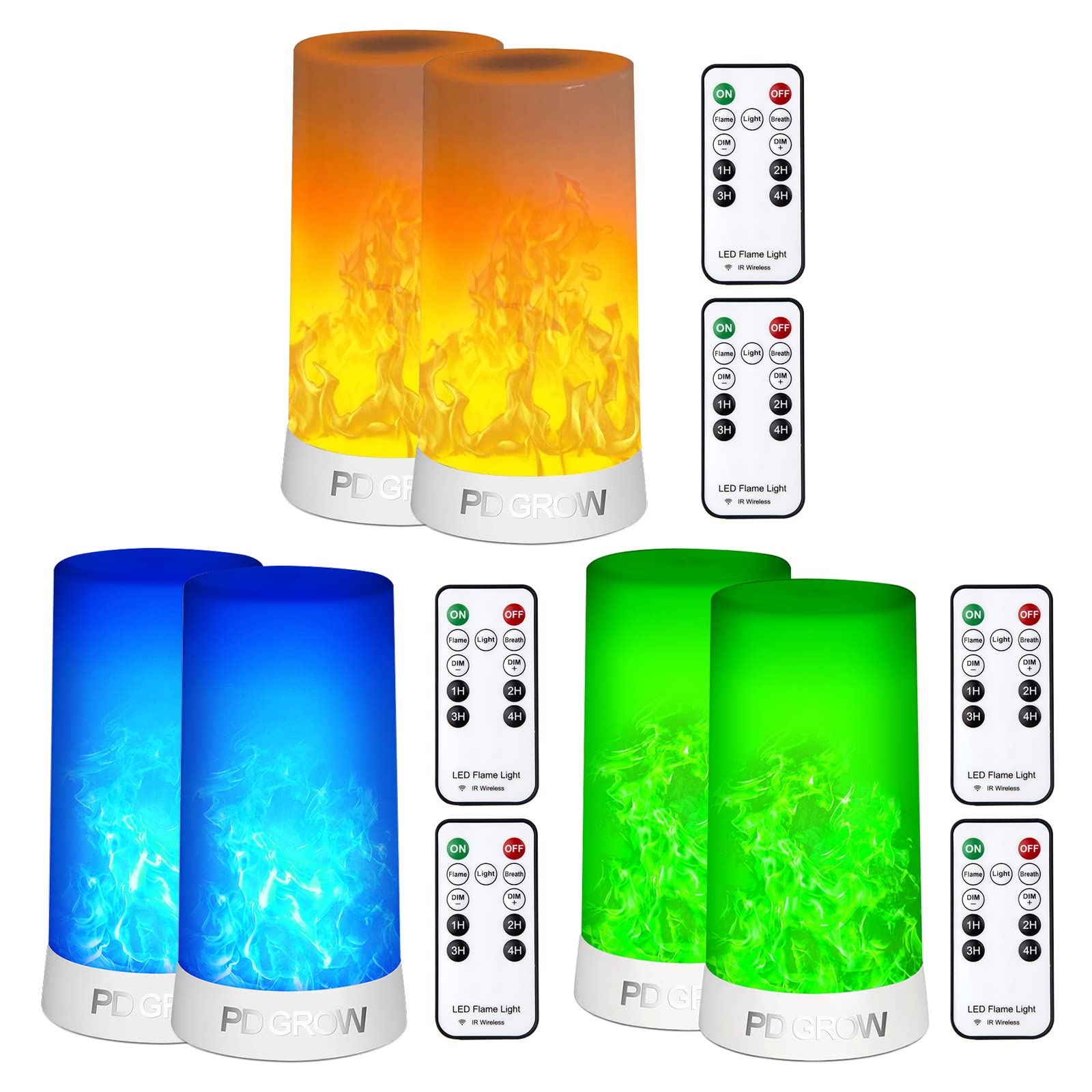 PDGROW LED Flame Lights with Remote & Timer - 4 Modes USB Rechargeable Fire Lamp for Indoor/Outdoor Use | Decorative Lantern for Fireplace, Camping, Party, Bar & Home Decor | Romantic Ambiance Lighting