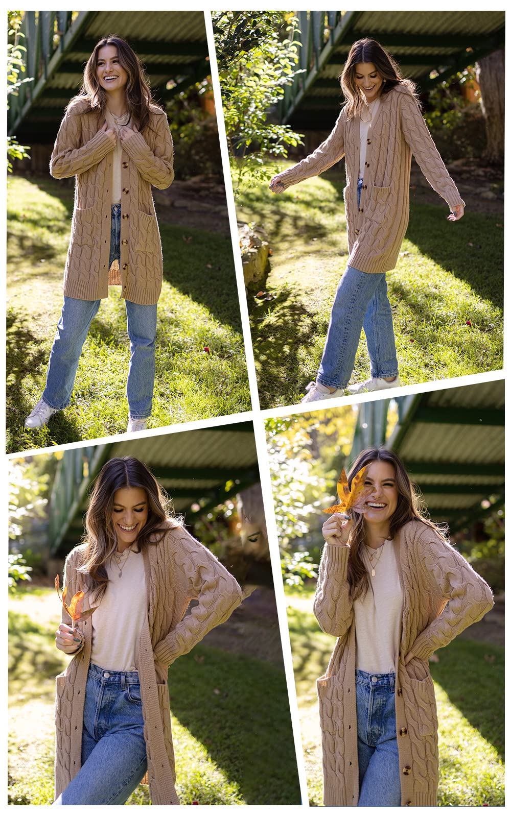PRETTYGARDEN Women's Chunky Cable Knit Long Sleeve Cardigan - Open Front Button Sweater with Pockets for Fall Winter 2025 | Cozy Layering for Office, Date Night & Casual Outfits