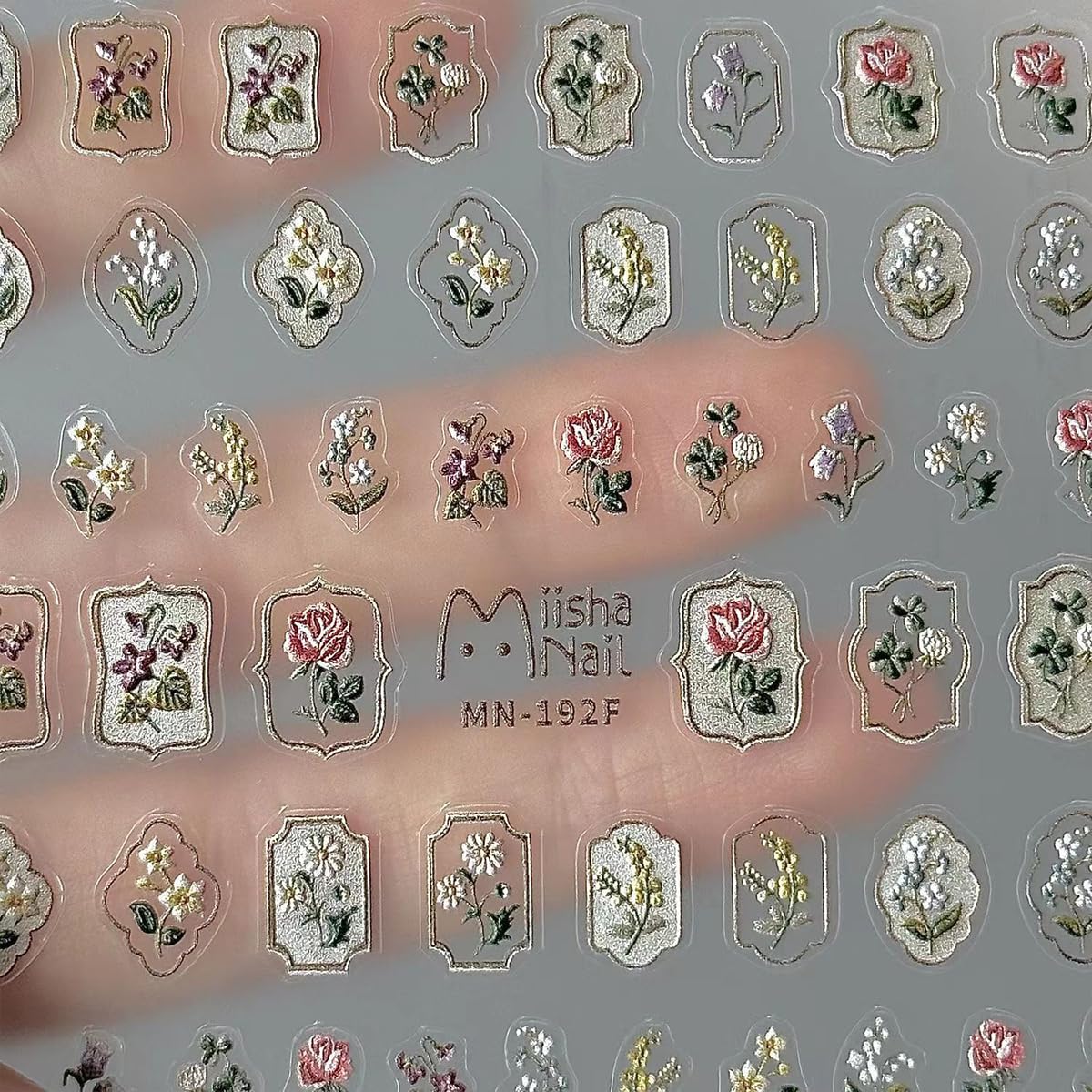 5D Embossed Luxury Nail Art Stickers - Retro Spring Rose & White Flower Nail Decals for Women | 3 Sheets | Manicure Design Accessories for Parties, Weddings & Special Occasions