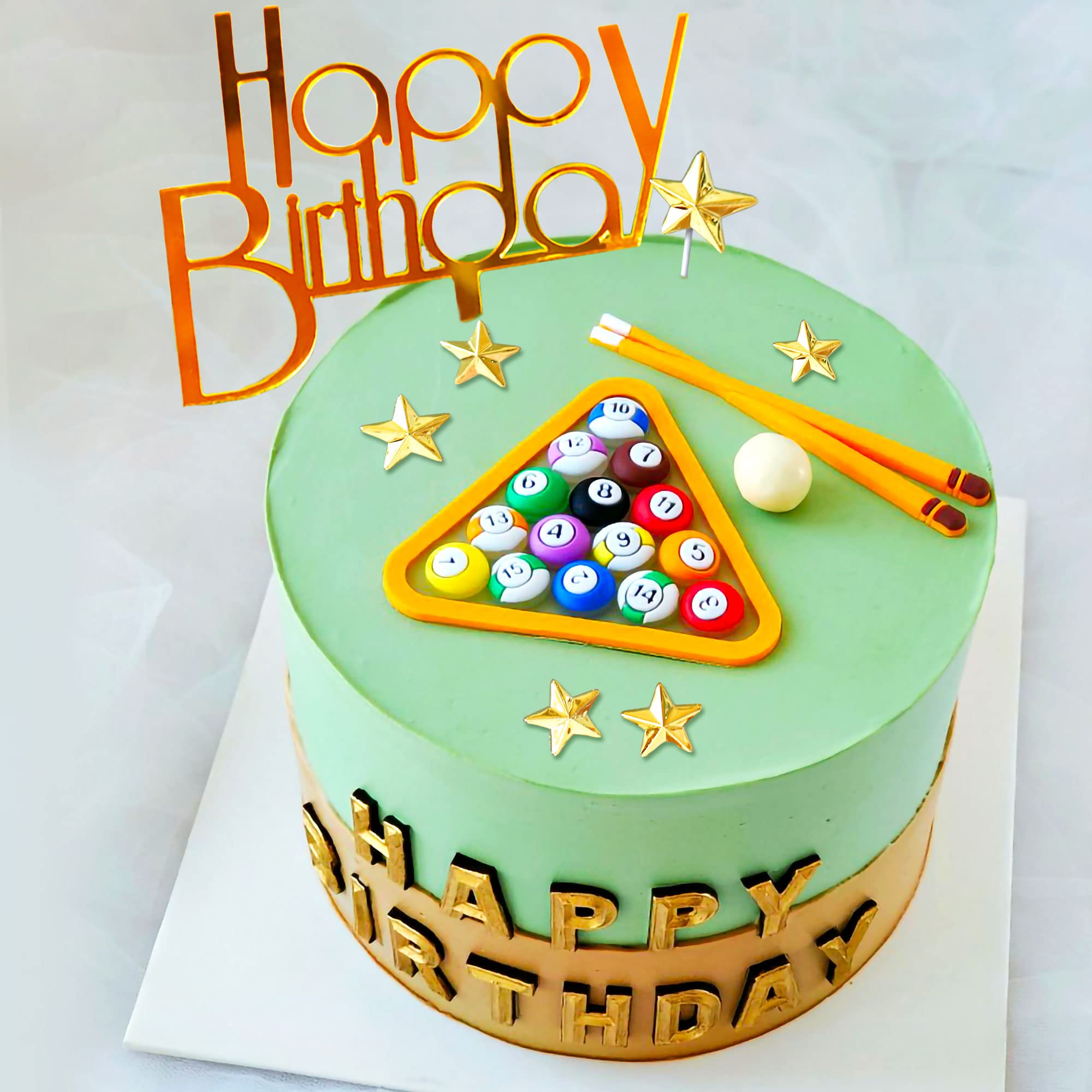 Billiards Ball Birthday Cake Topper & Decoration - Pool Party Supplies for Billiards Themed Birthday, Bachelor Party & Game Room Decor