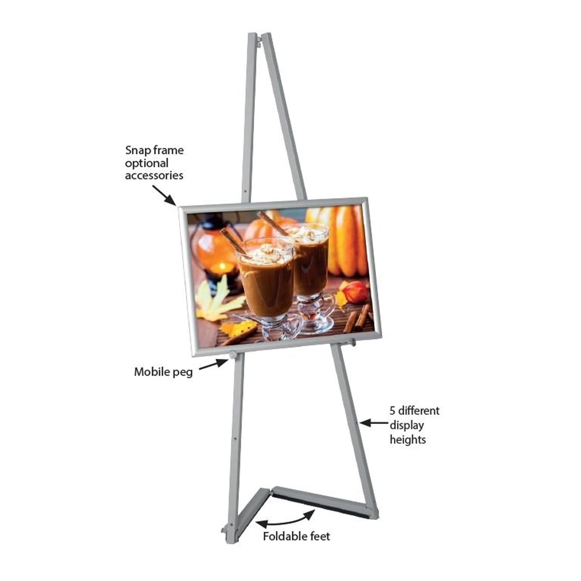 59 Inch Adjustable Floor Standing Art Easel - 5 Height Settings, Portable Foldable Steel Canvas Display Stand for Artists & Presenters (Gray) | Perfect for Painting, Drawing, Classroom & Gallery Exhibitions