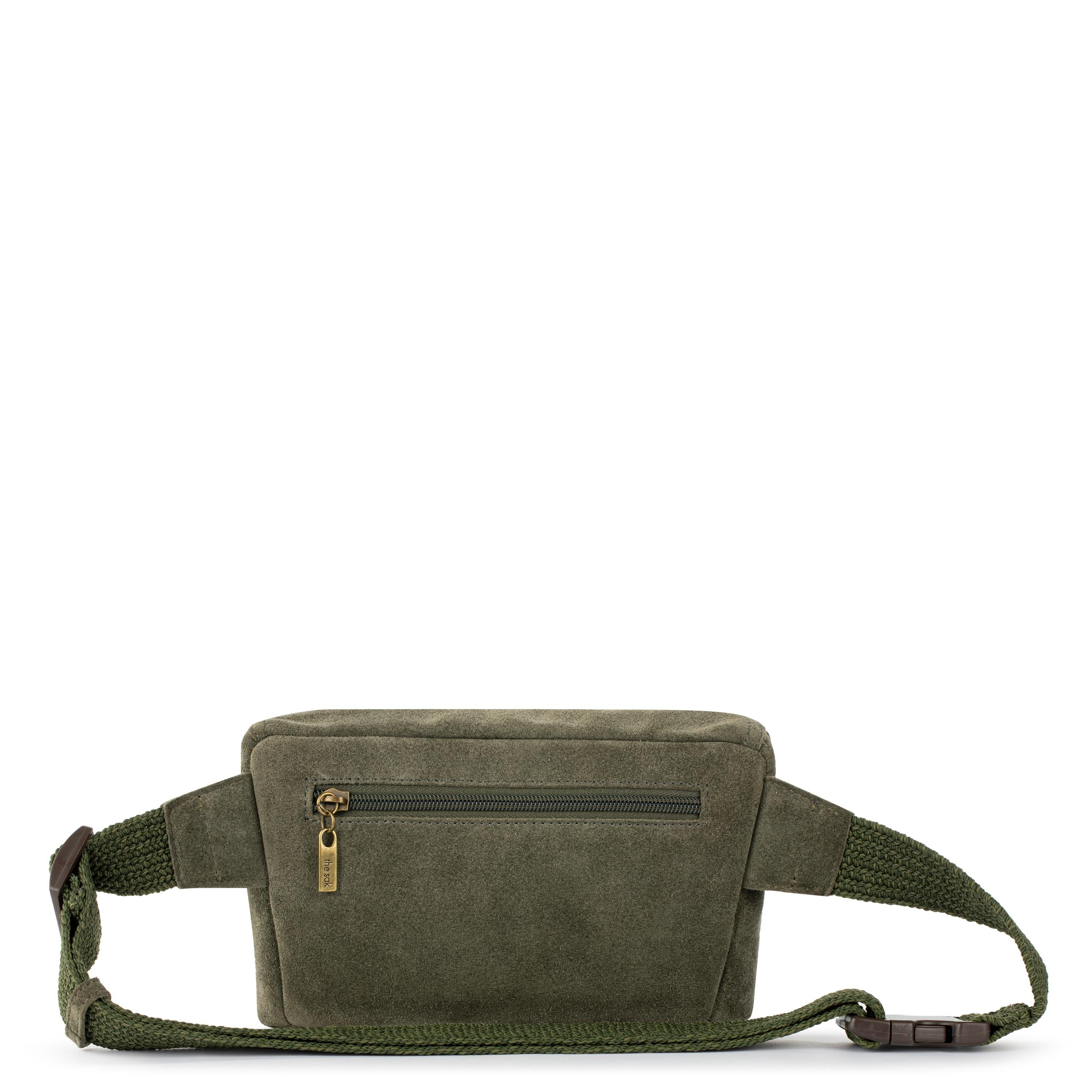 Caraway Small Leather Belt Bag - Moss Suede Crossbody Bag for Women - Perfect for Travel, Running, and Everyday Use